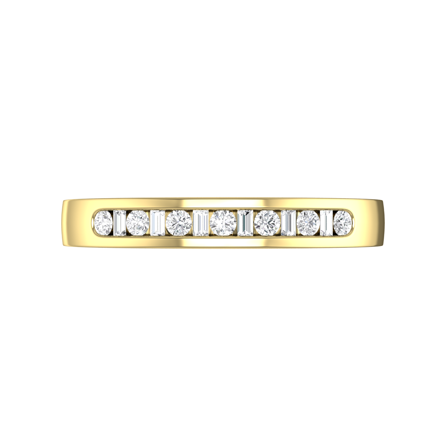 Round Brilliant and Baguette Cut Diamond Set Wedding Band  Gardiner Brothers