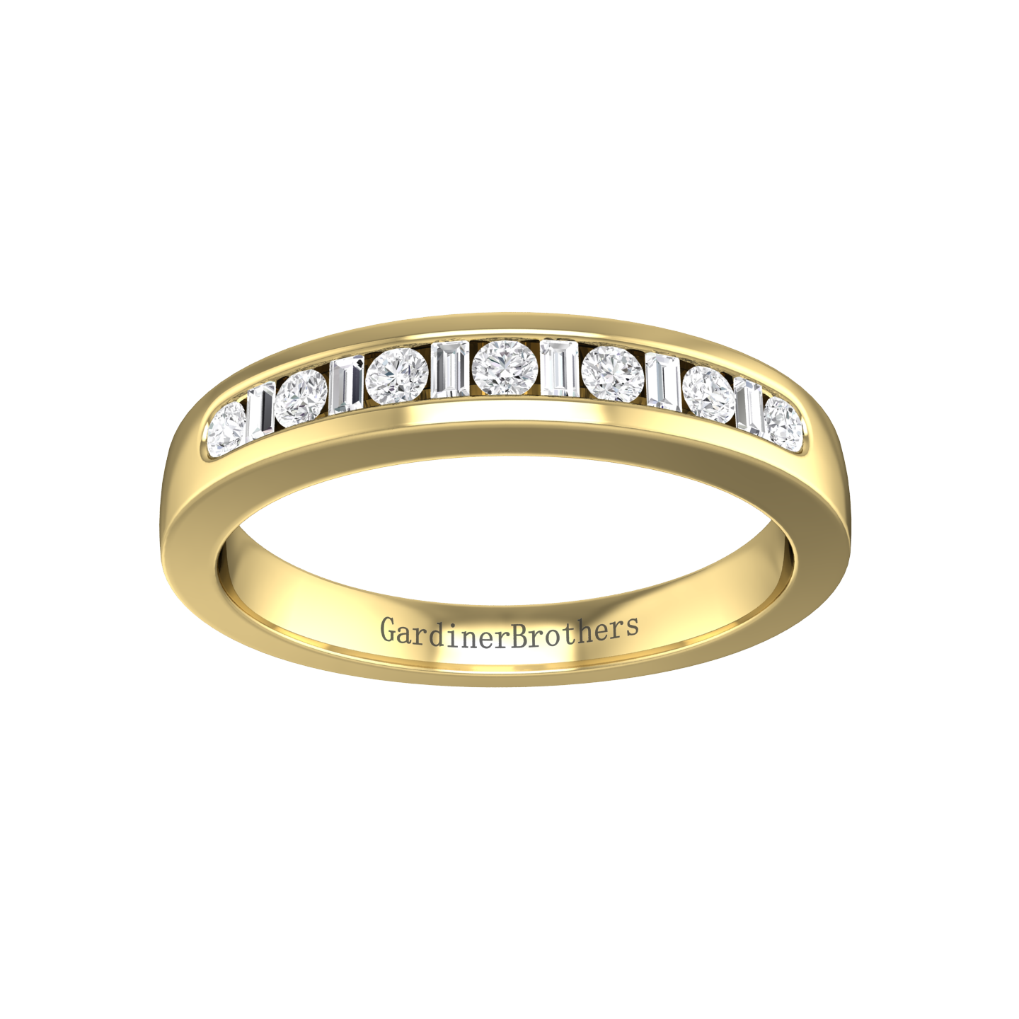 Round Brilliant and Baguette Cut Diamond Set Wedding Band  Gardiner Brothers