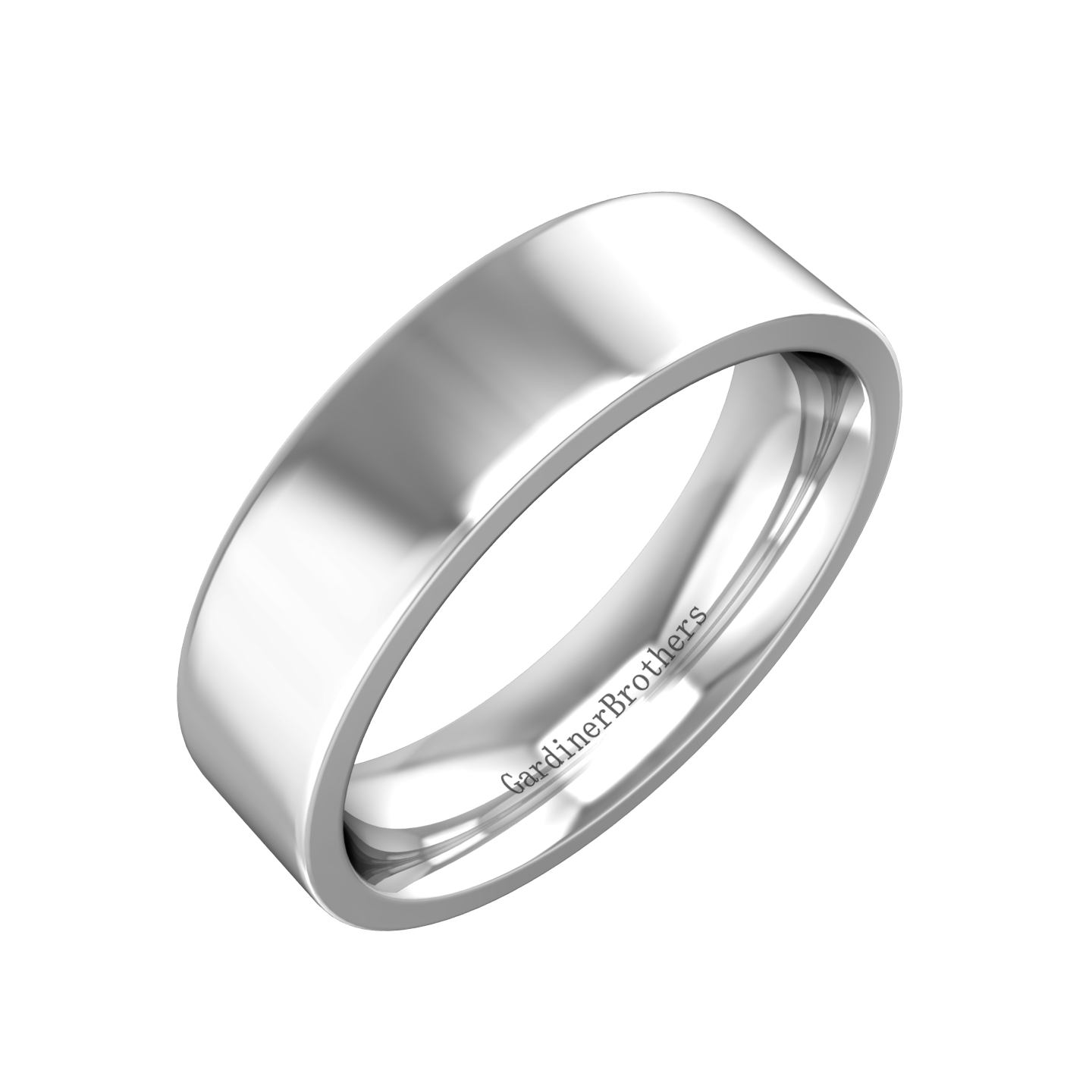Plain Wedding Ring In A Flat Profile Outside and Court Inside Gardiner Brothers