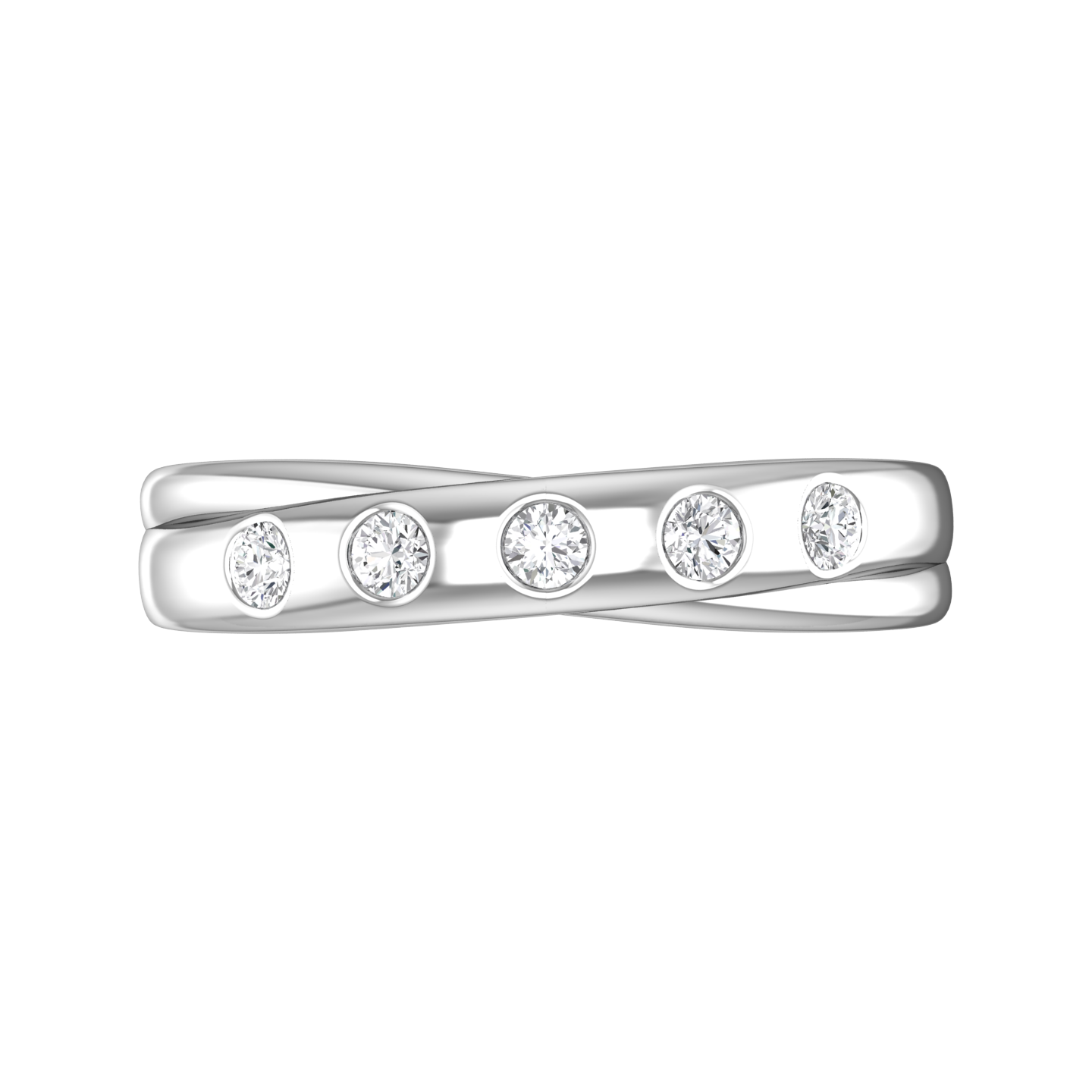 Round Brilliant Cut Diamond Cross-Over Wedding Band Gardiner Brothers