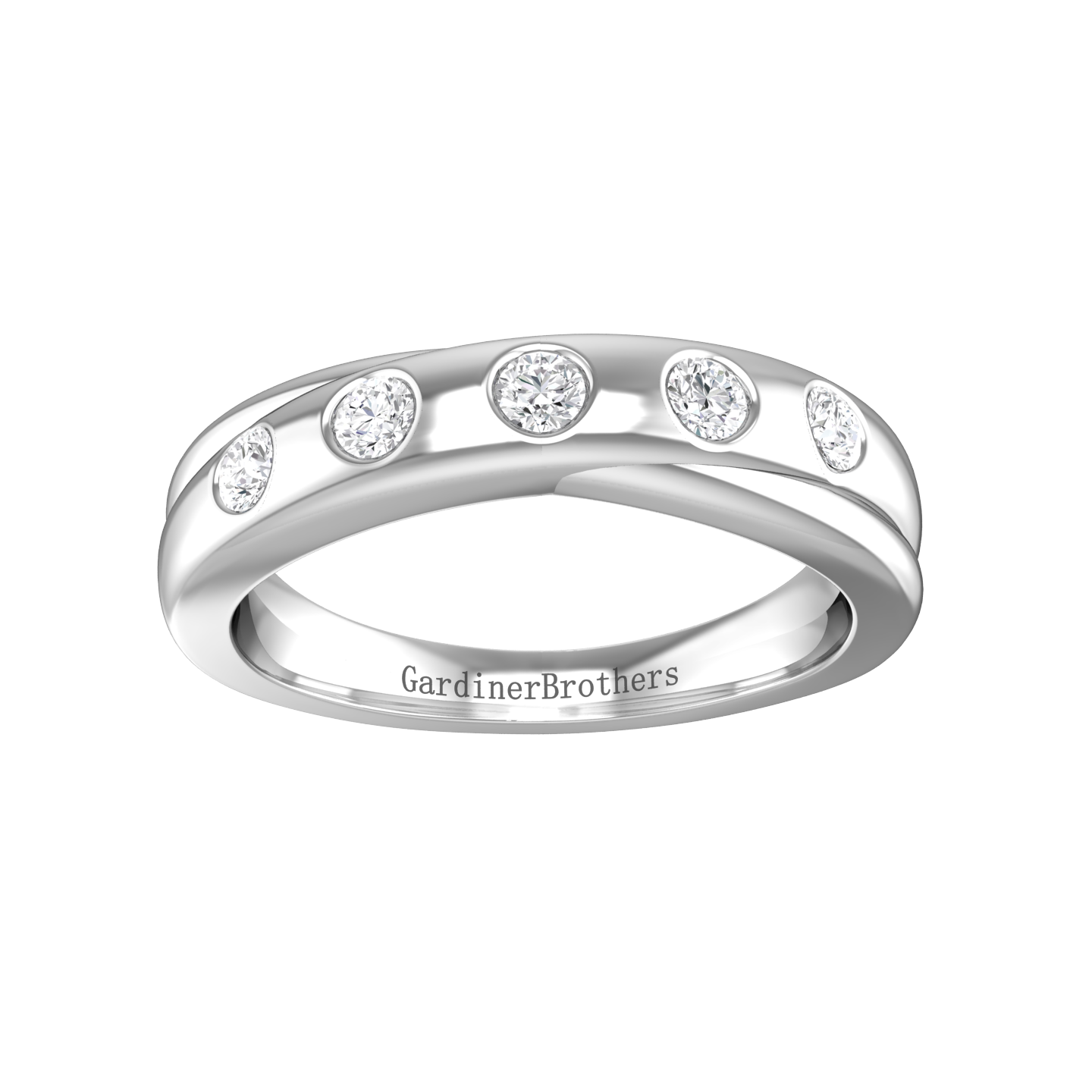 Round Brilliant Cut Diamond Cross-Over Wedding Band Gardiner Brothers
