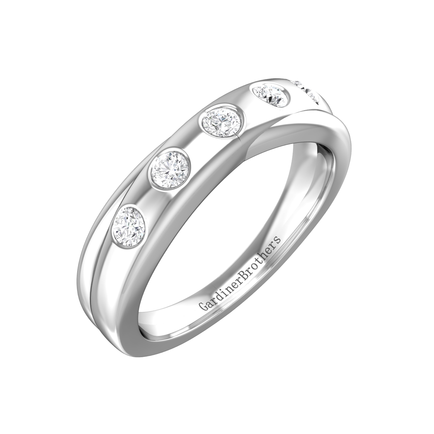 Round Brilliant Cut Diamond Cross-Over Wedding Band Gardiner Brothers