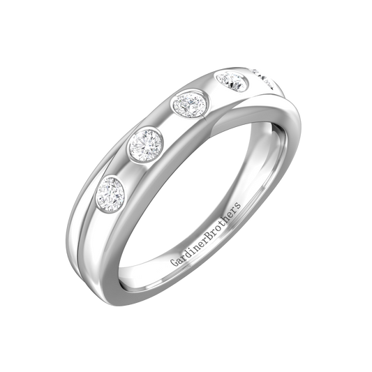 Round Brilliant Cut Diamond Cross-Over Wedding Band  Gardiner Brothers