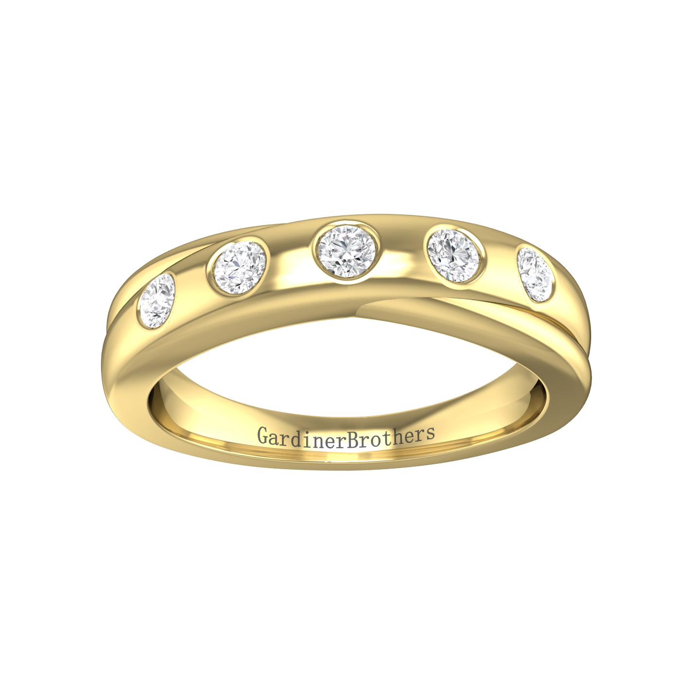 Round Brilliant Cut Diamond Cross-Over Wedding Band  Gardiner Brothers