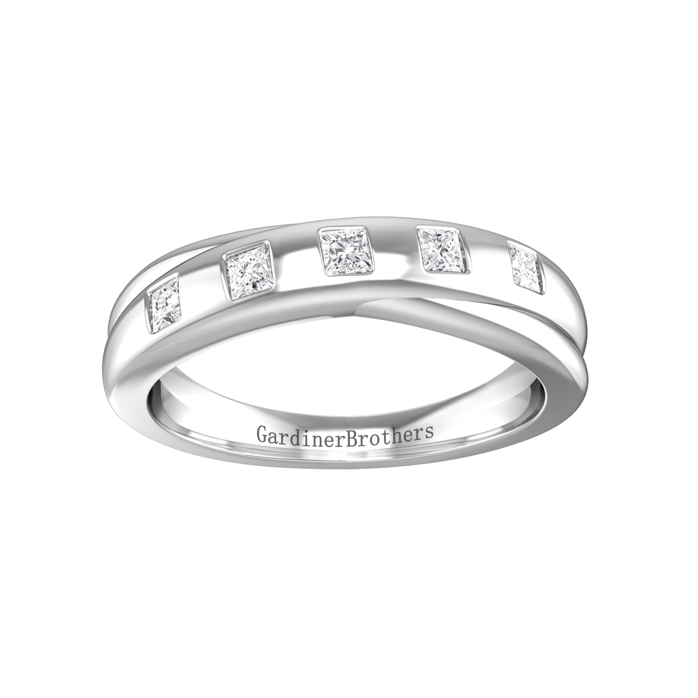 Princess Cut Diamond Cross-Over Wedding Band Gardiner Brothers