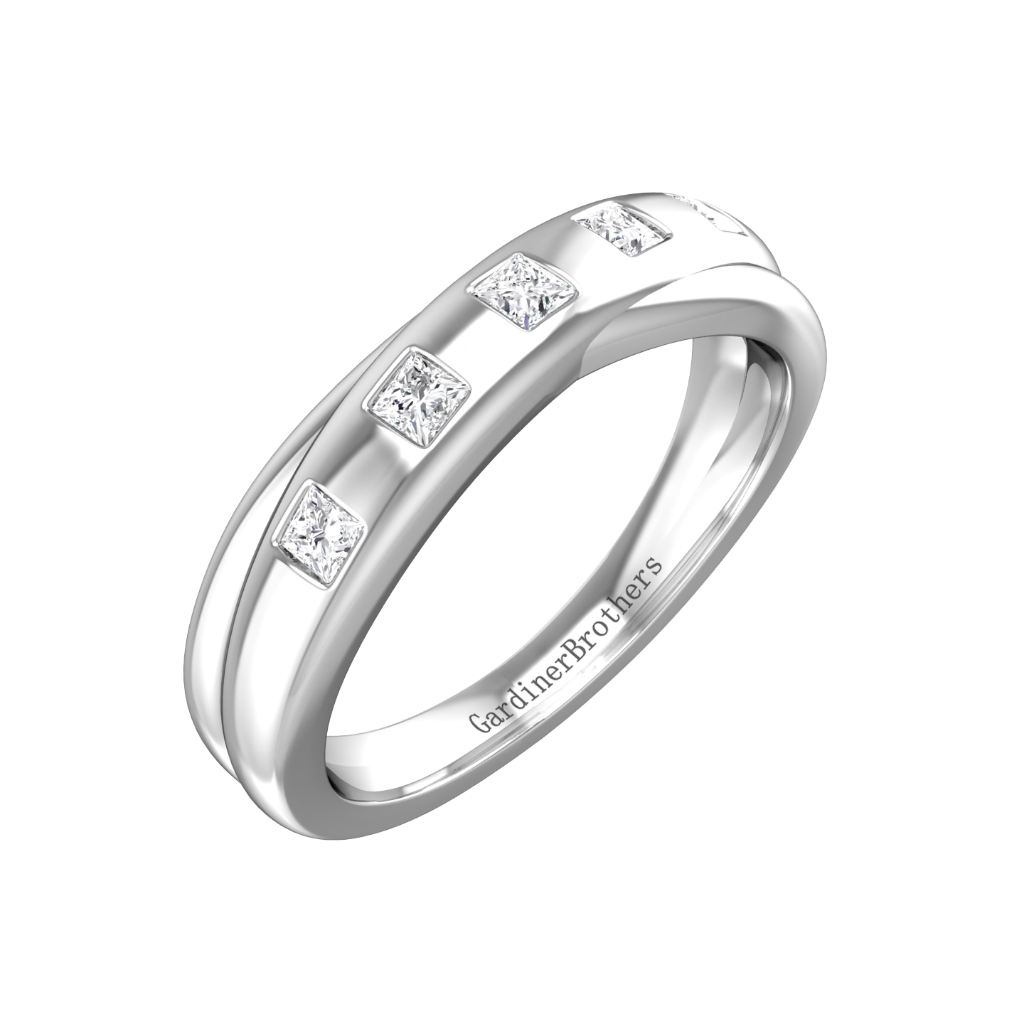 Princess Cut Diamond Cross-Over Wedding Band Gardiner Brothers