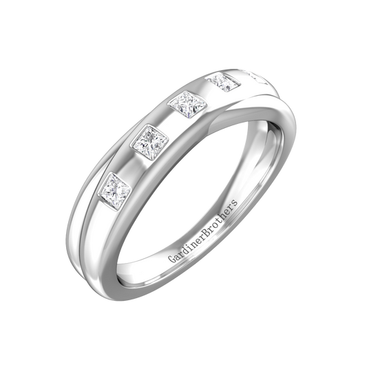 Princess Cut Diamond Cross-Over Wedding Band  Gardiner Brothers