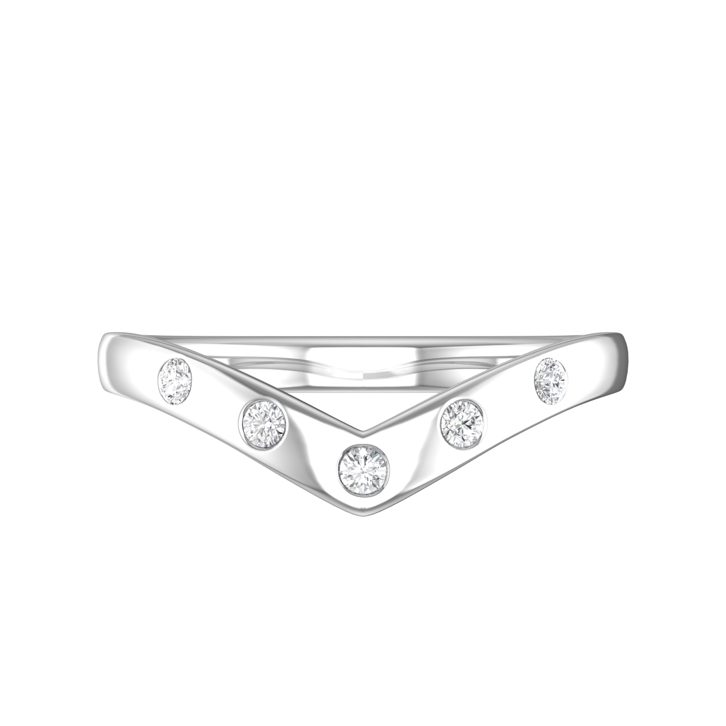 Bow Shaped Wedding Ring with 5 Round Brilliant Cut Diamonds Gardiner Brothers