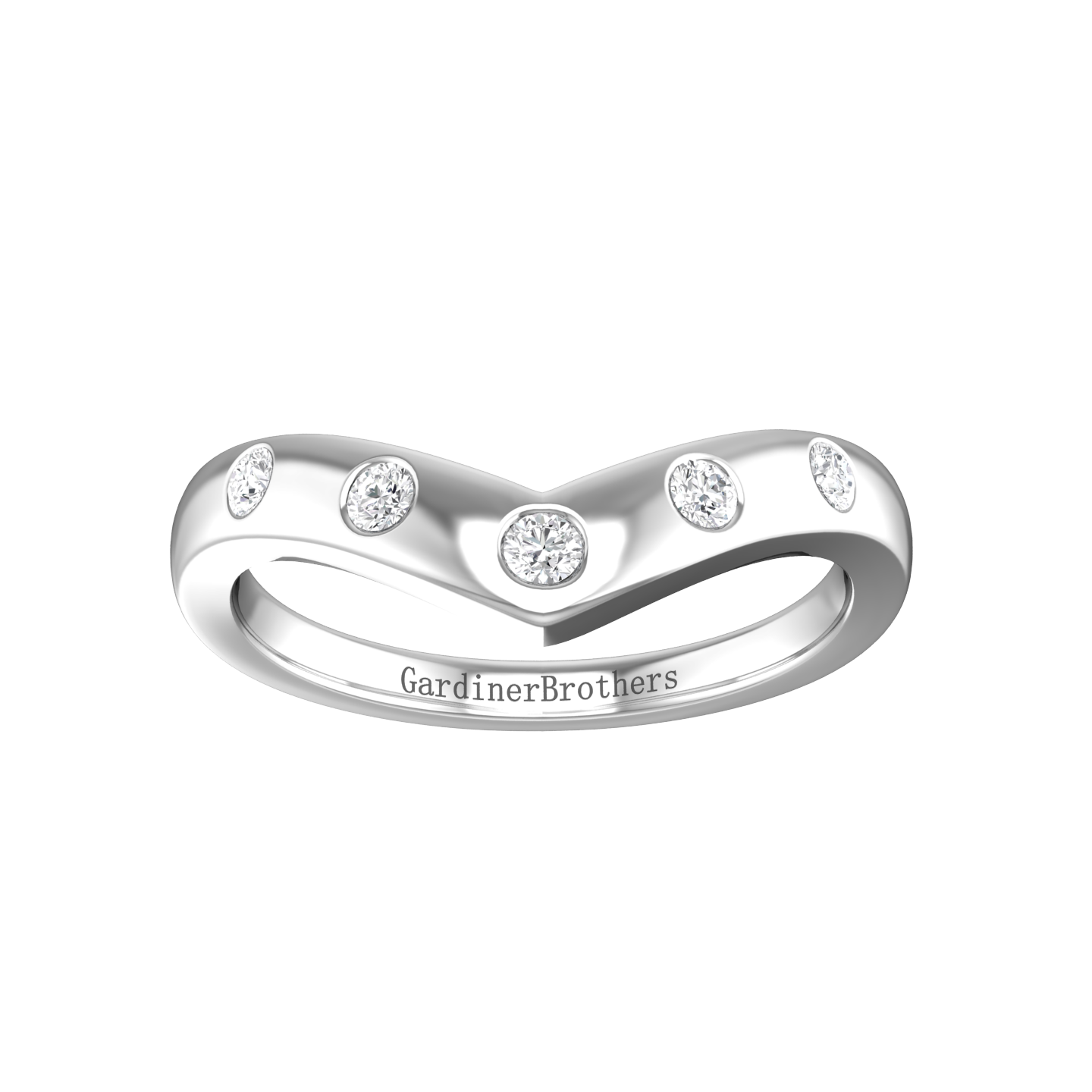 Bow Shaped Wedding Ring with 5 Round Brilliant Cut Diamonds  Gardiner Brothers