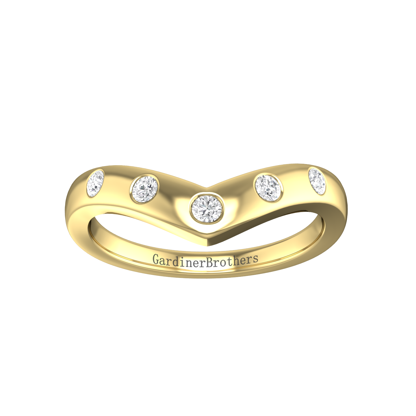 Bow Shaped Wedding Ring with 5 Round Brilliant Cut Diamonds Gardiner Brothers