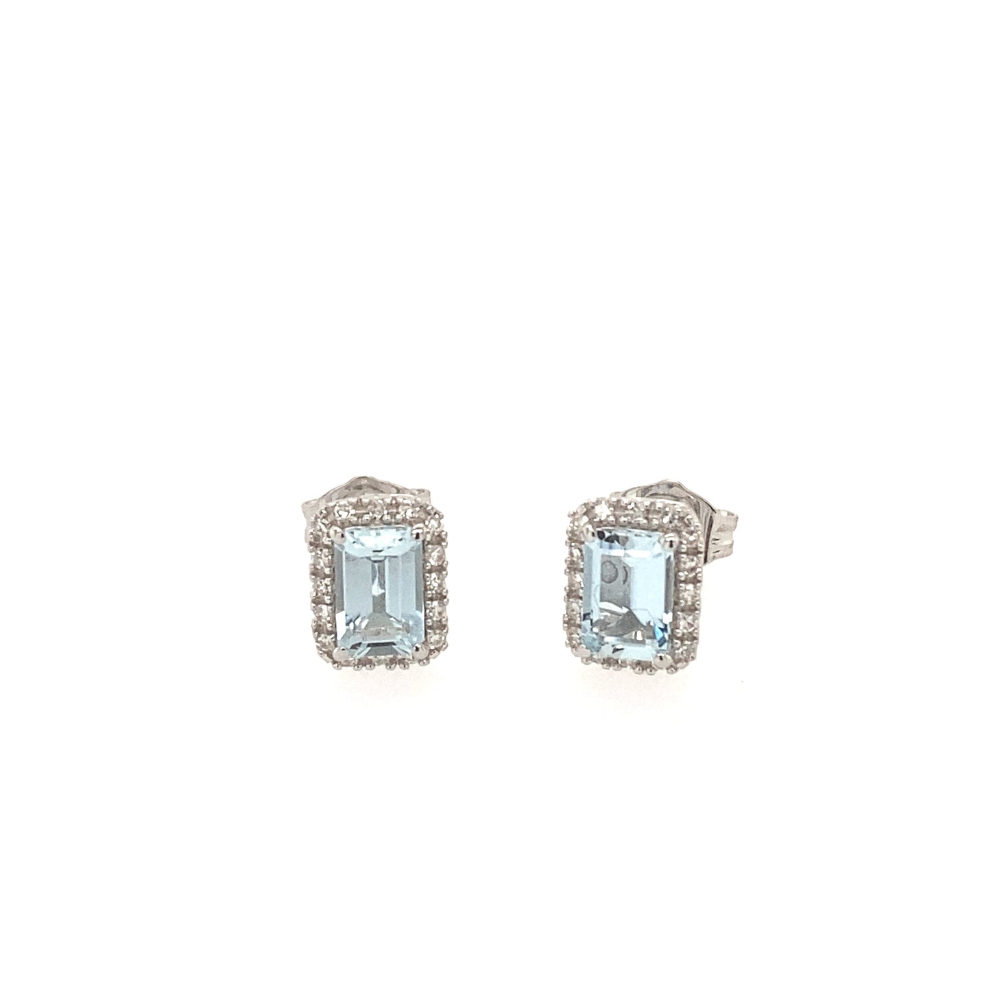Aquamarine and Diamond Halo Style Earrings Gardiner Brothers