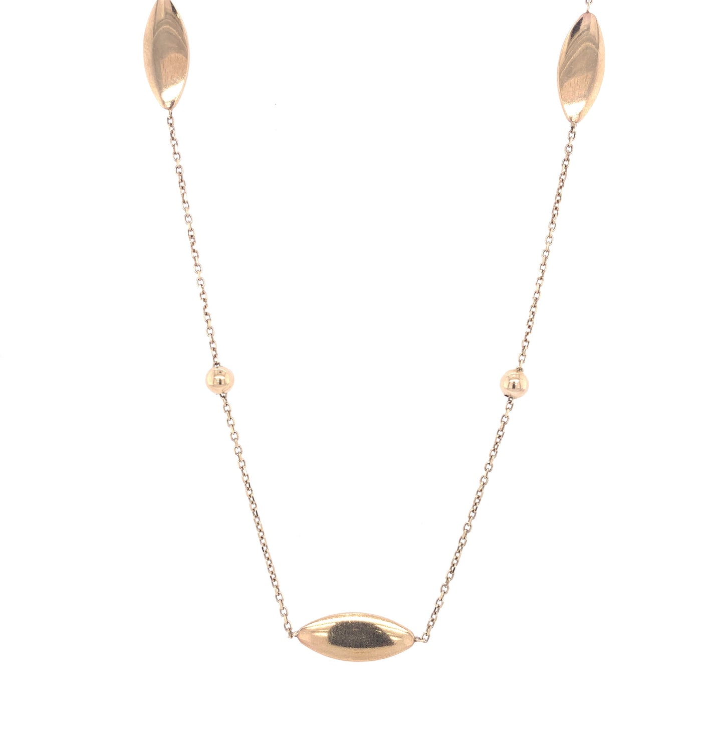 Gold Necklace with Marquise and Bead Links Gardiner Brothers