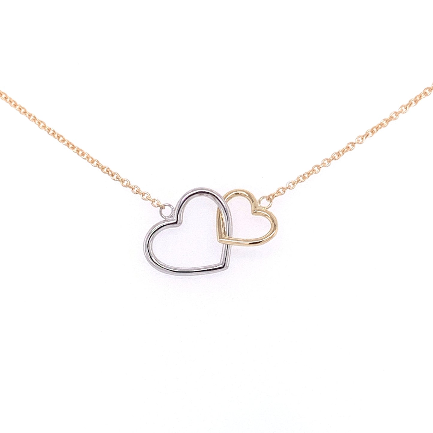 Yellow and White Gold Interlocking Hearts Pendant Gardiner Brothers