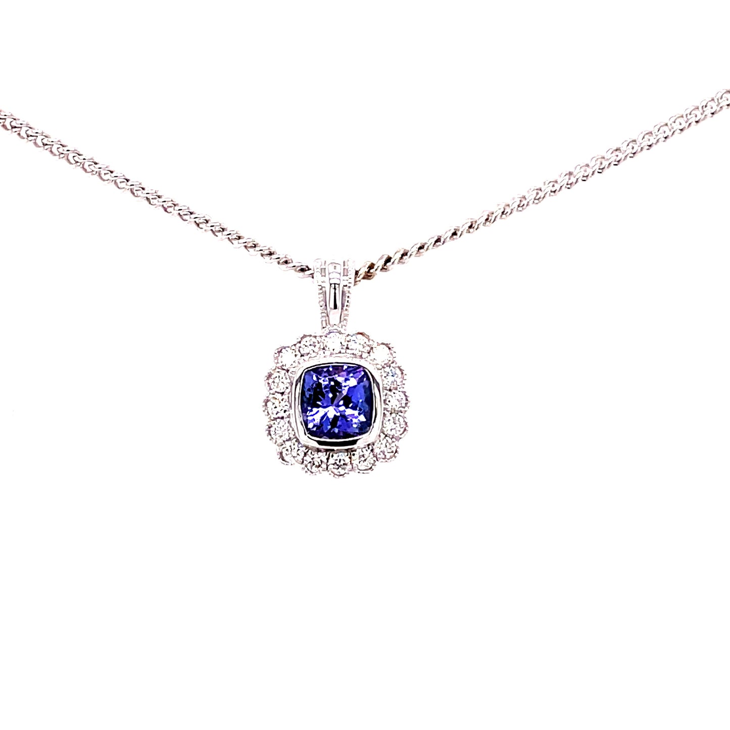 Tanzanite and Diamond Vintage Style Pendant Gardiner Brothers