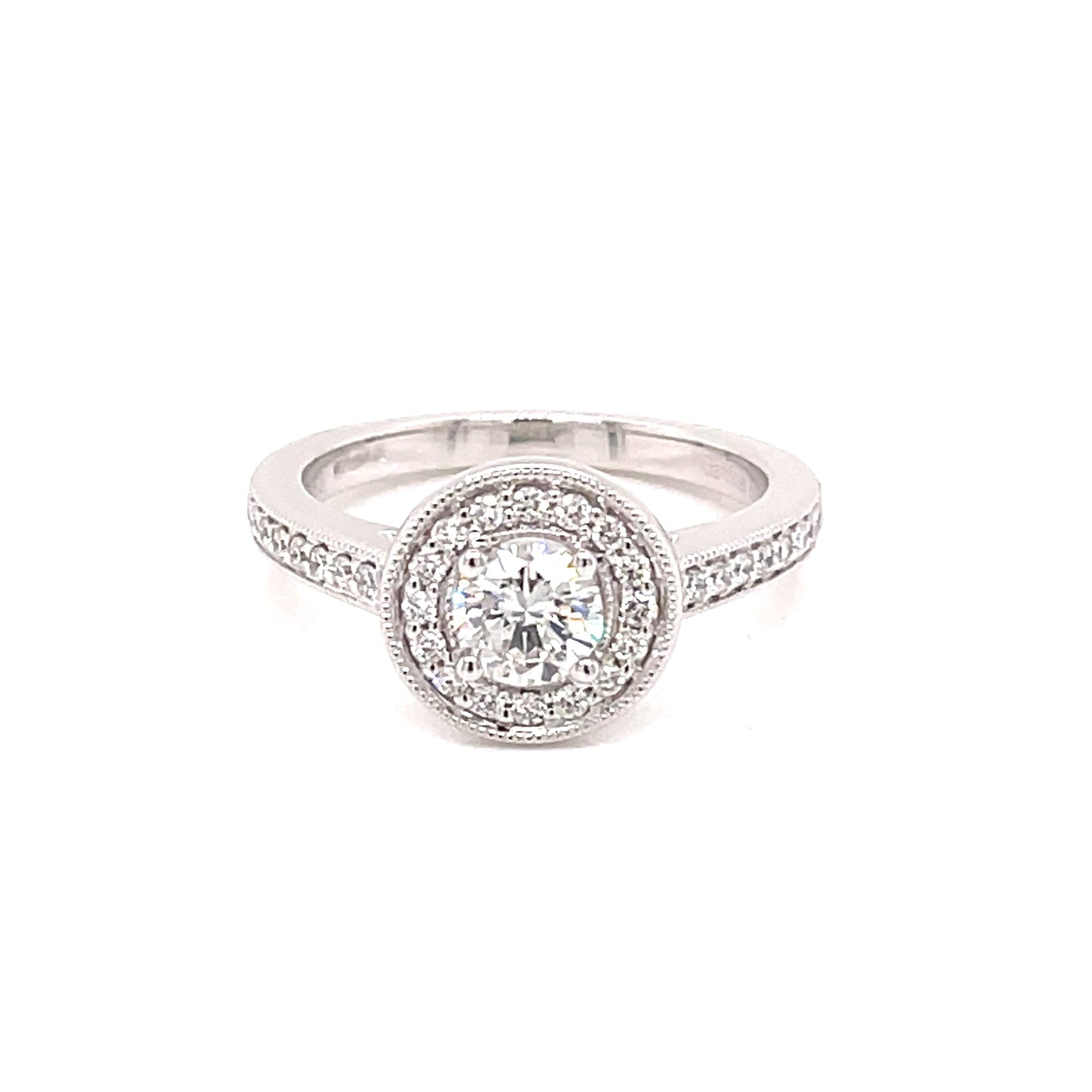 Round Brilliant Cut Vintage Style Halo Ring - 0.71cts Gardiner Brothers