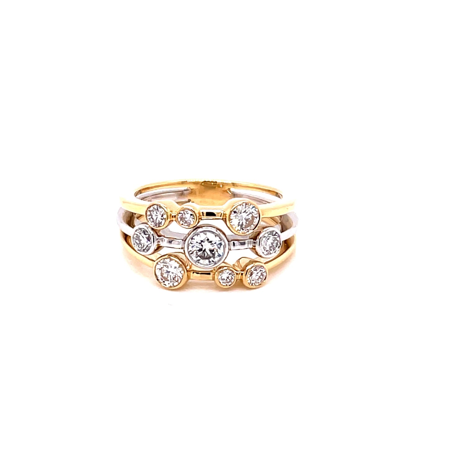 Yellow and White Gold Diamond Style Bubble Ring ~ 0.87cts Gardiner Brothers