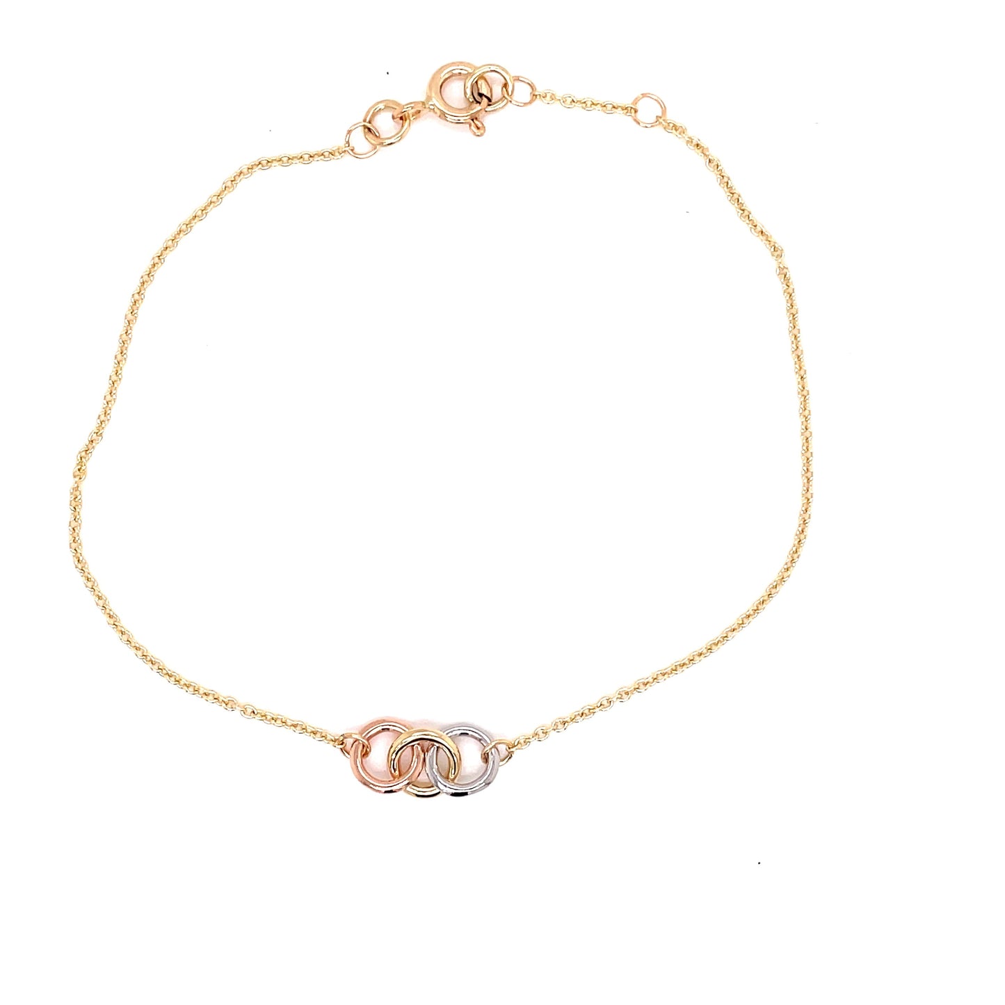 Yellow, Rose and White Gold Circles Bracelet Gardiner Brothers