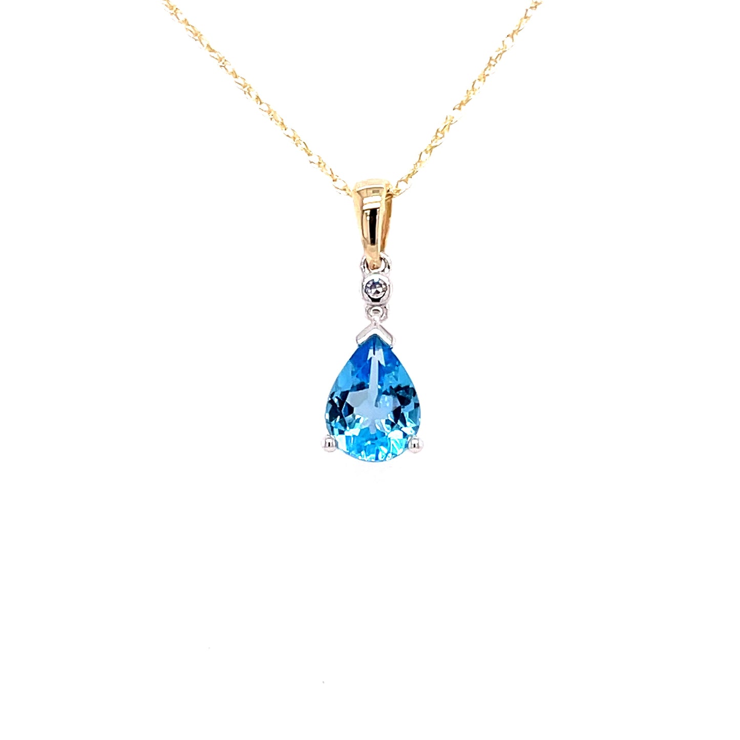 Pear Shaped Blue Topaz and Diamond Pendant Gardiner Brothers