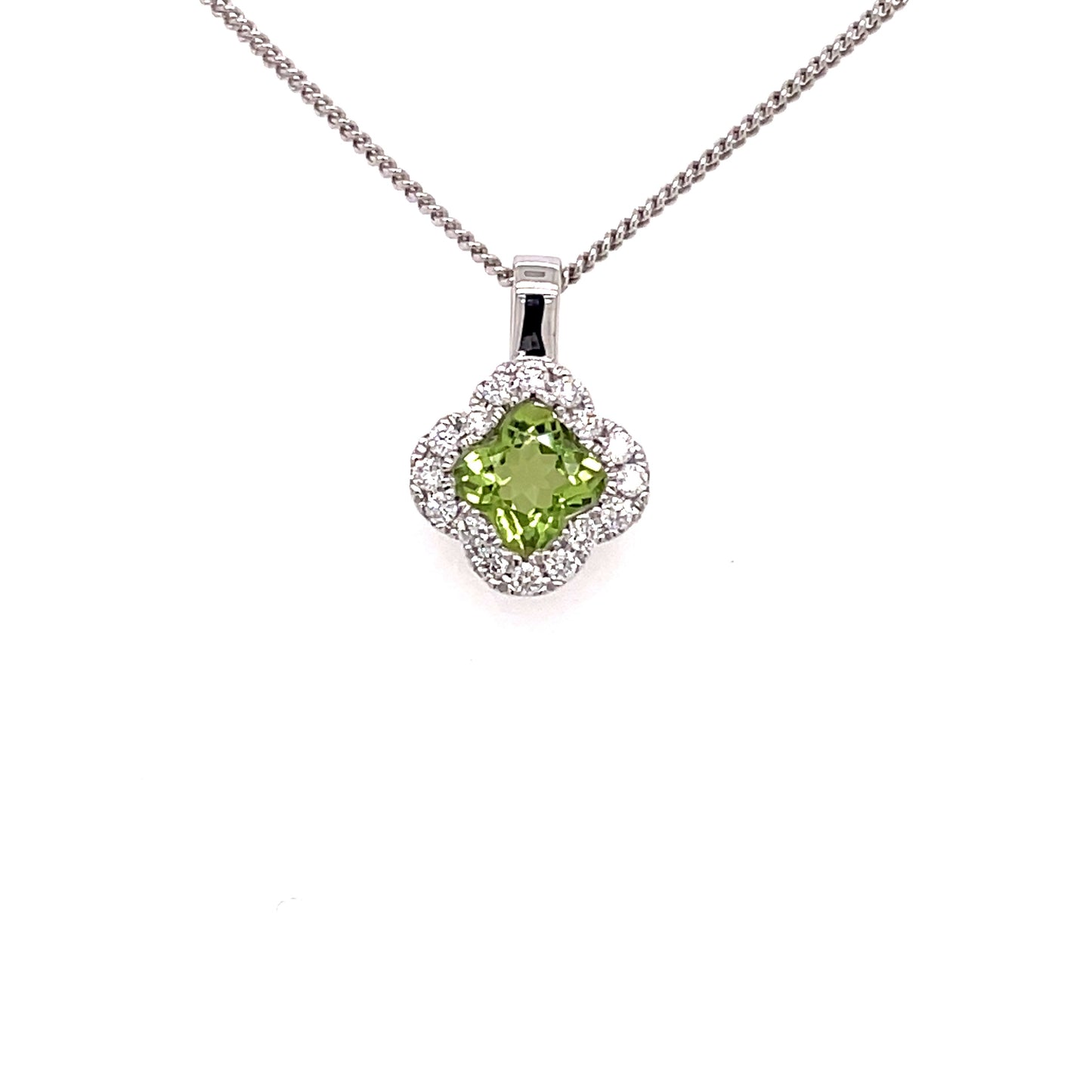 Peridot and Diamond Halo Style Pendant Gardiner Brothers