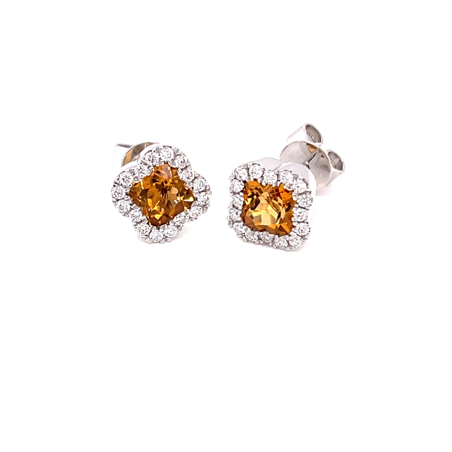 Citrine and Diamond Halo Style Earrings Gardiner Brothers