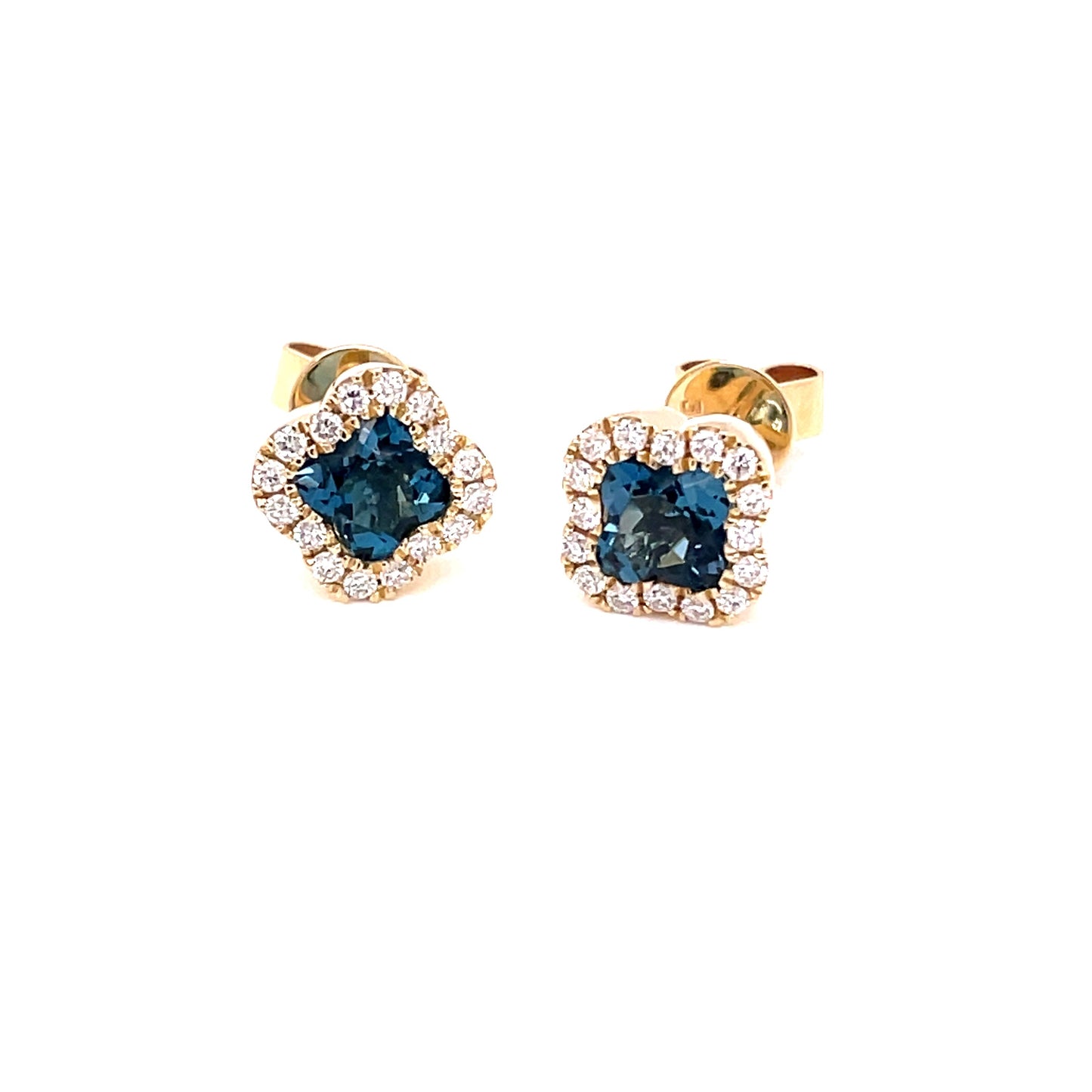 London Blue Topaz and Diamond Halo Style Earrings Gardiner Brothers