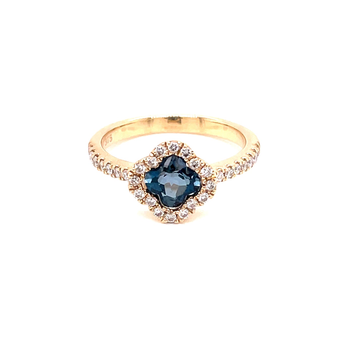 London Blue Topaz and Diamond Halo Style Ring Gardiner Brothers