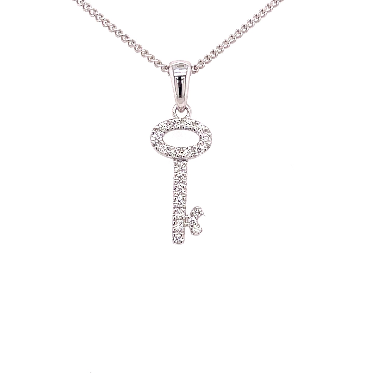 White Gold Diamond Set Key Style Pendant Gardiner Brothers