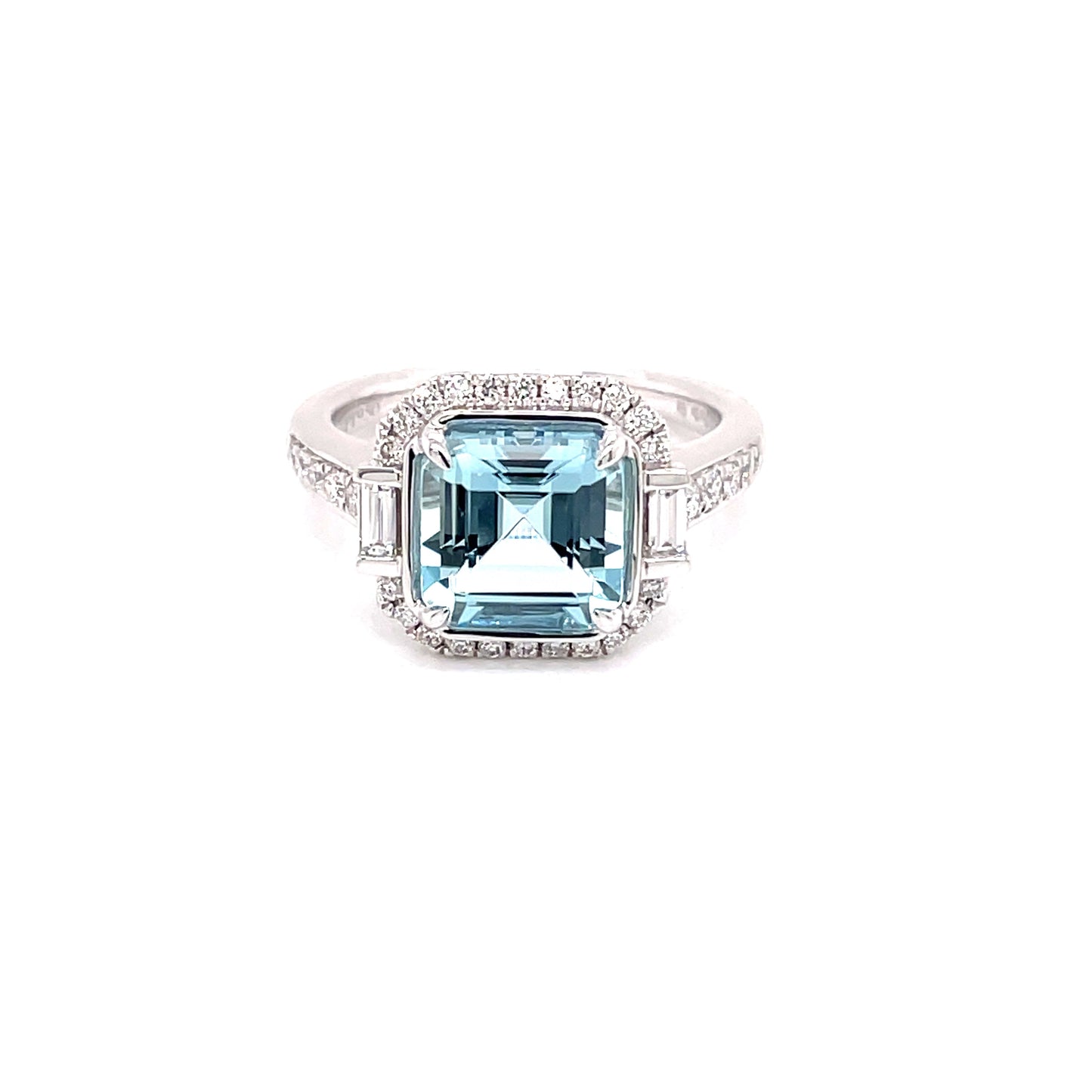 Aquamarine and Diamond Halo Style Ring Gardiner Brothers