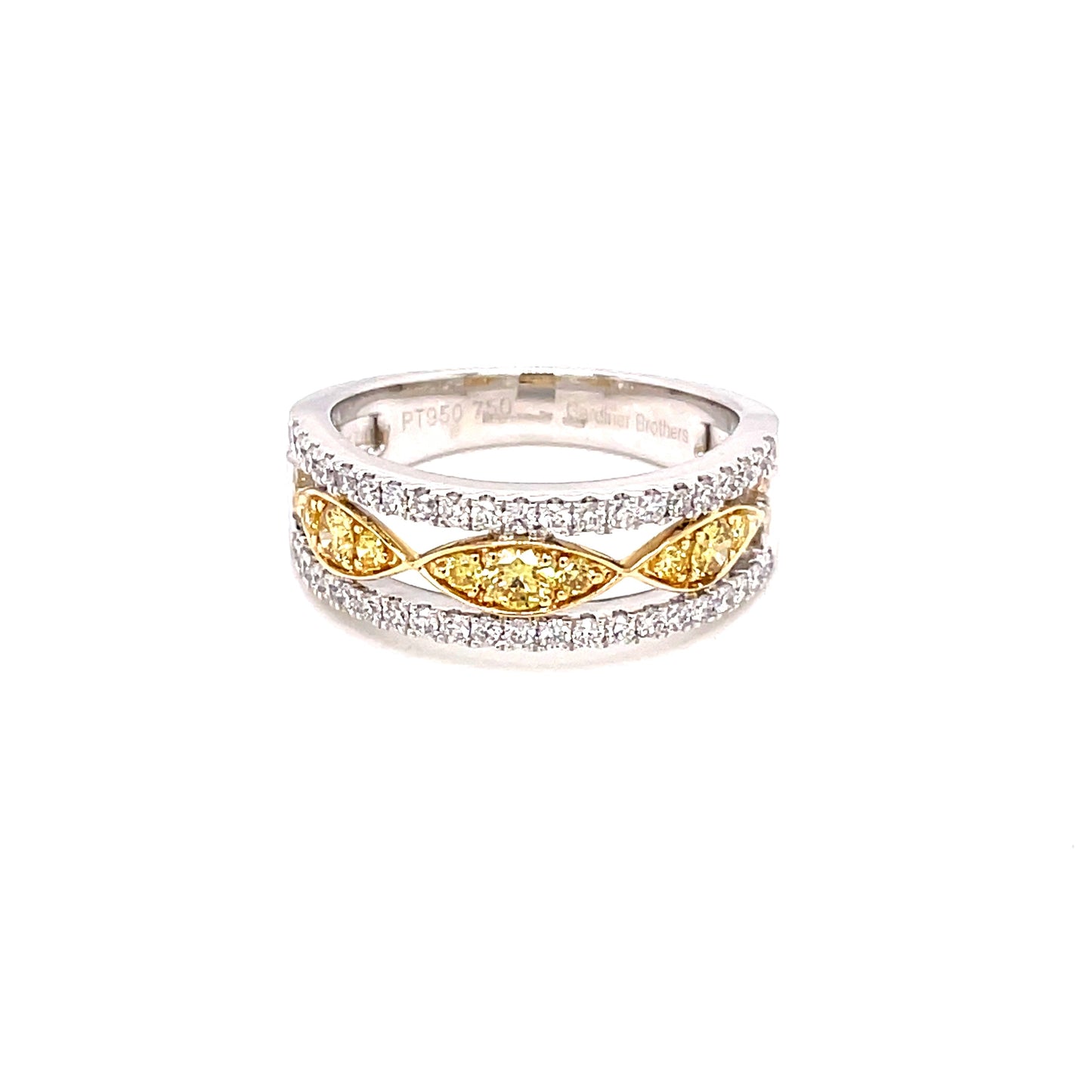 Yellow and White Diamond Cocktail Style ring Gardiner Brothers