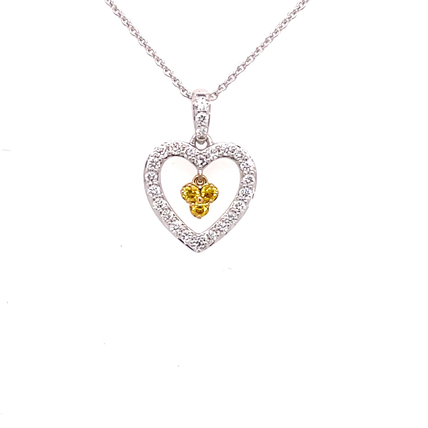 Yellow and White Diamond, Heart Shaped Pendant Gardiner Brothers