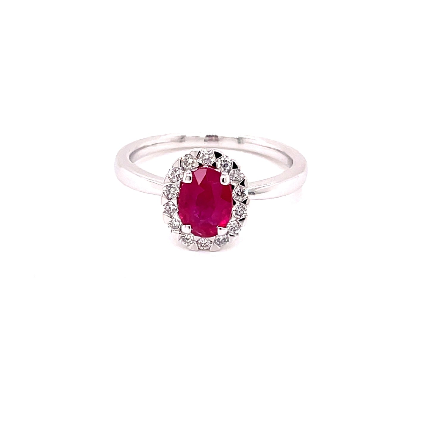 Ruby and Diamond Oval Shaped Halo Ring Gardiner Brothers