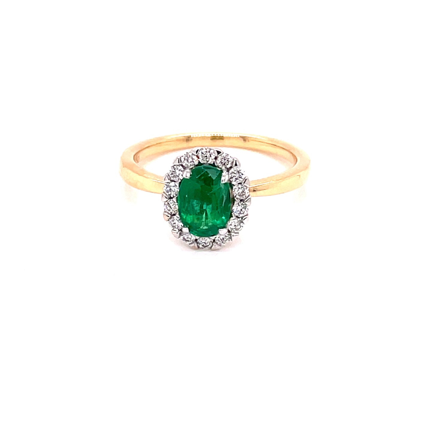 Emerald and Diamond Oval Shaped Halo Ring Gardiner Brothers