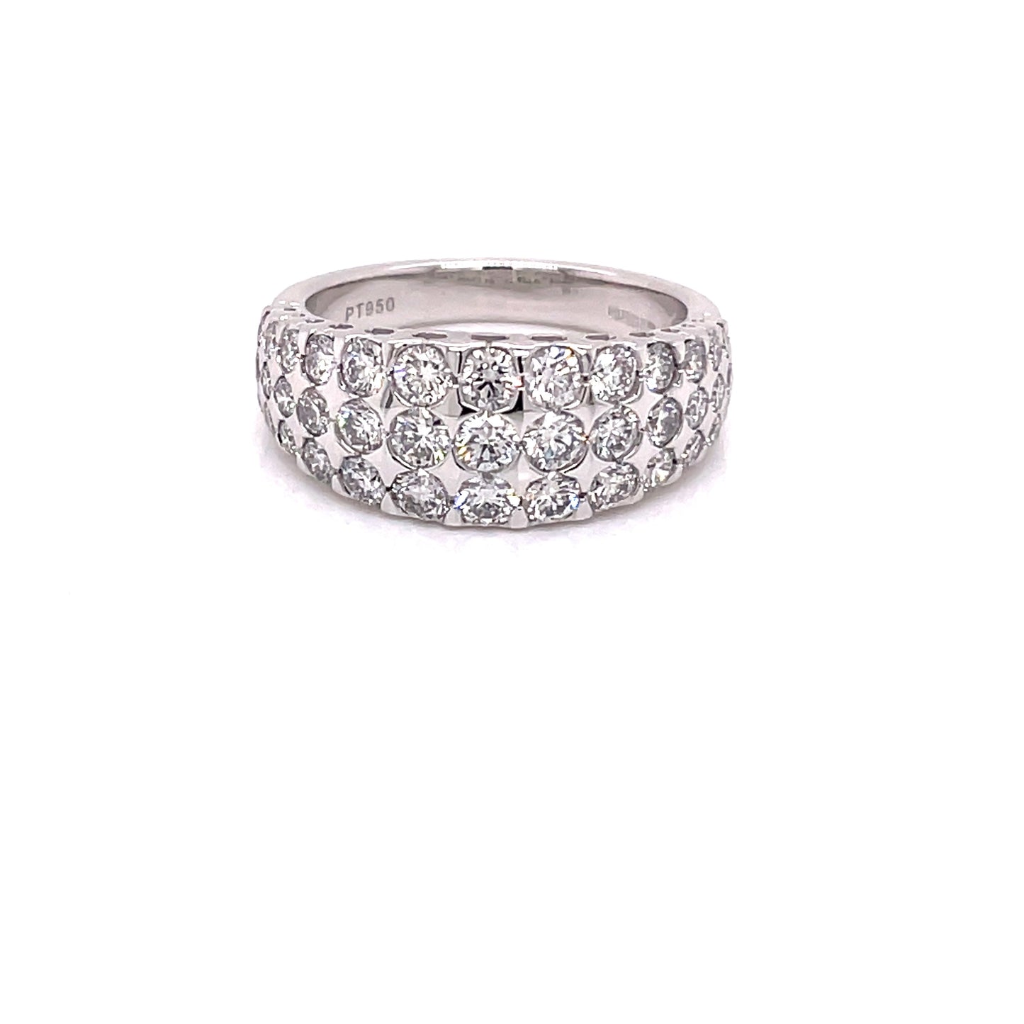 Round Brilliant Cut Diamond, Triple Row Diamond Dress Ring Gardiner Brothers