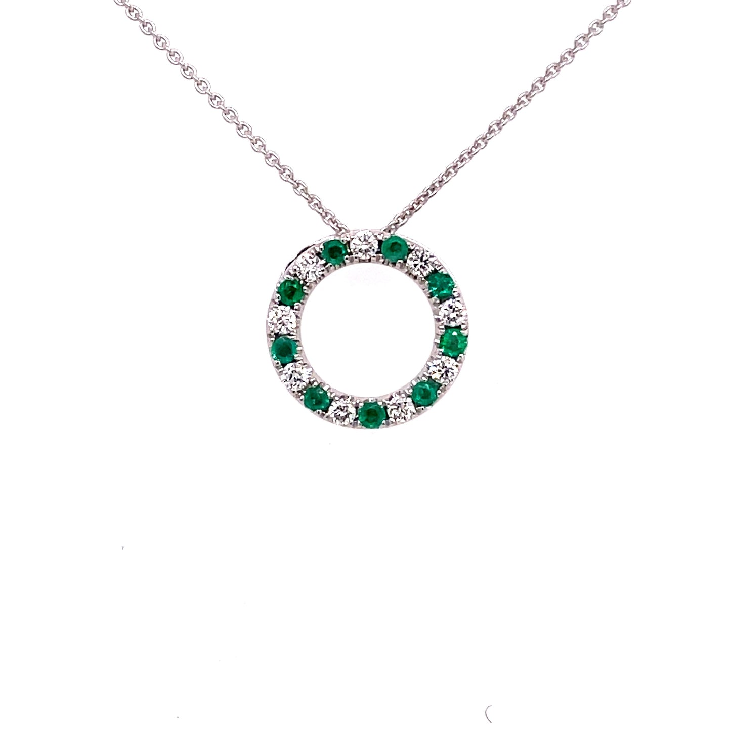 Emerald and Diamond Circle Pendant Gardiner Brothers