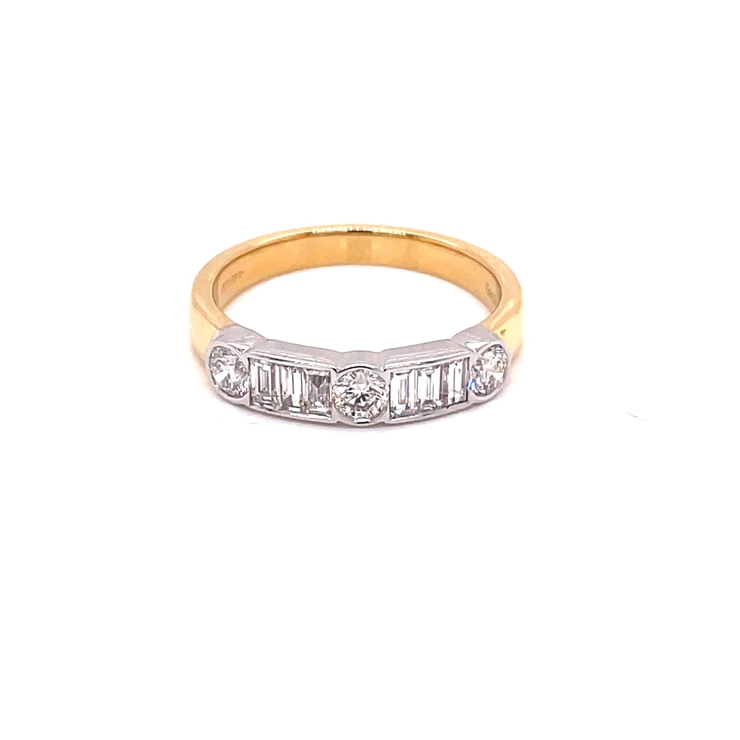 Round Brilliant and Baguette Cut Diamond 9 Stone Ring - 0.75cts Gardiner Brothers