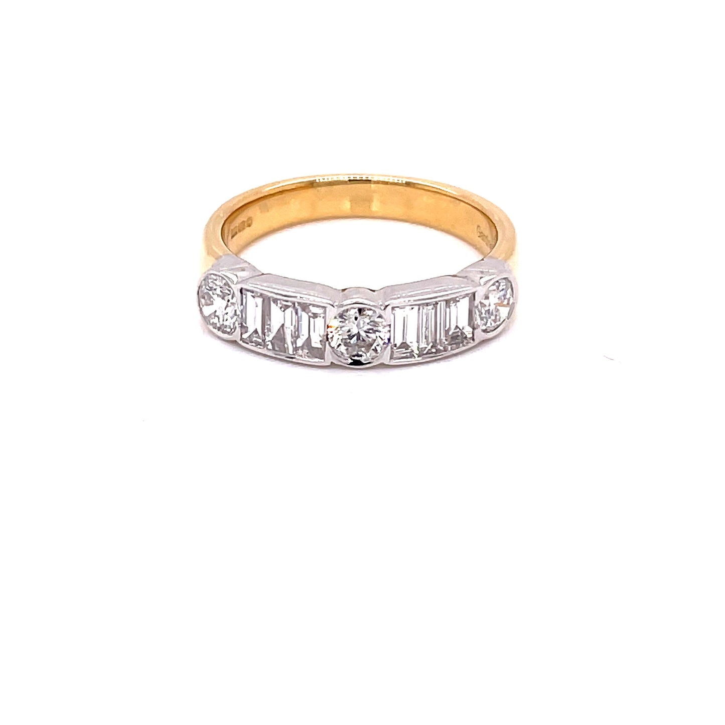 Round Brilliant and Baguette Cut Diamond 9 Stone Ring - 1.08cts Gardiner Brothers
