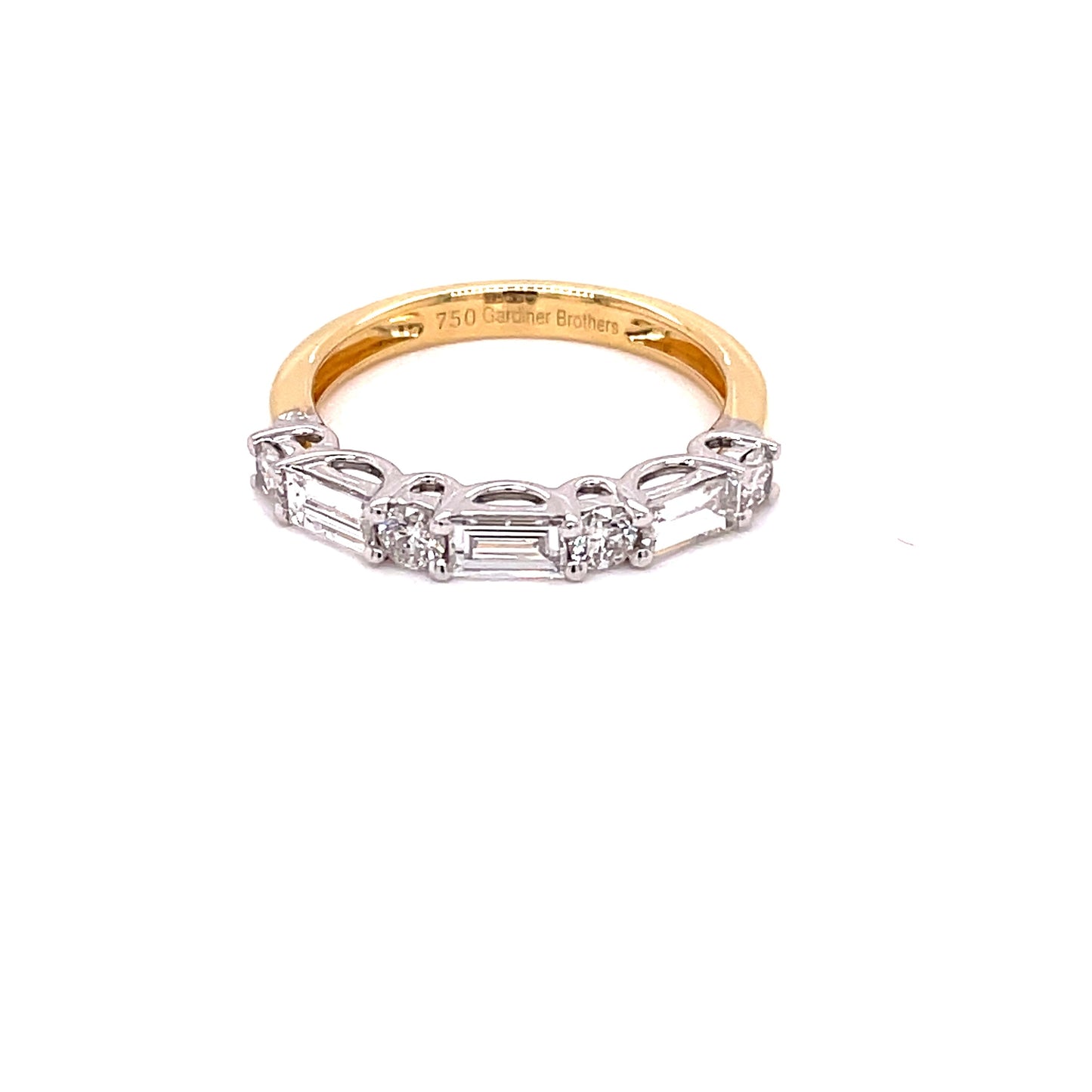 Round Brilliant and Baguette Cut Diamond 7 Stone Ring - 1.00cts Gardiner Brothers