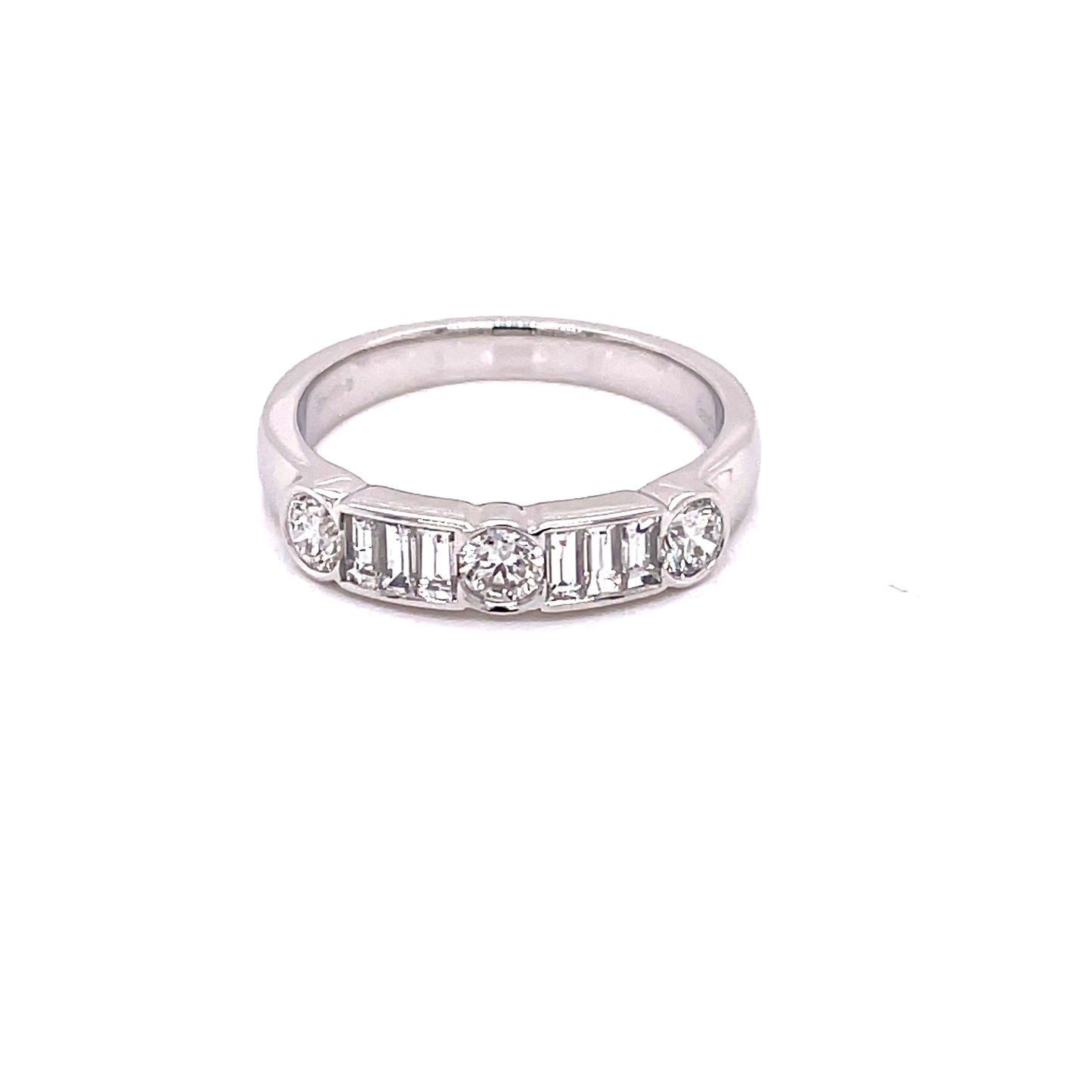Round Brilliant and Baguette Cut Diamond 9 Stone Ring - 1.38cts Gardiner Brothers