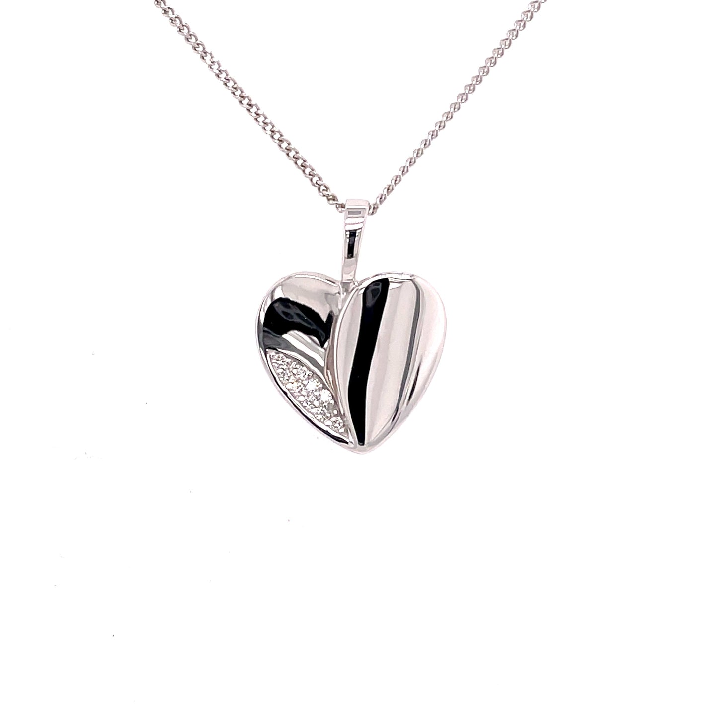 White Gold, Heart Shaped Diamond Set Pendant Gardiner Brothers