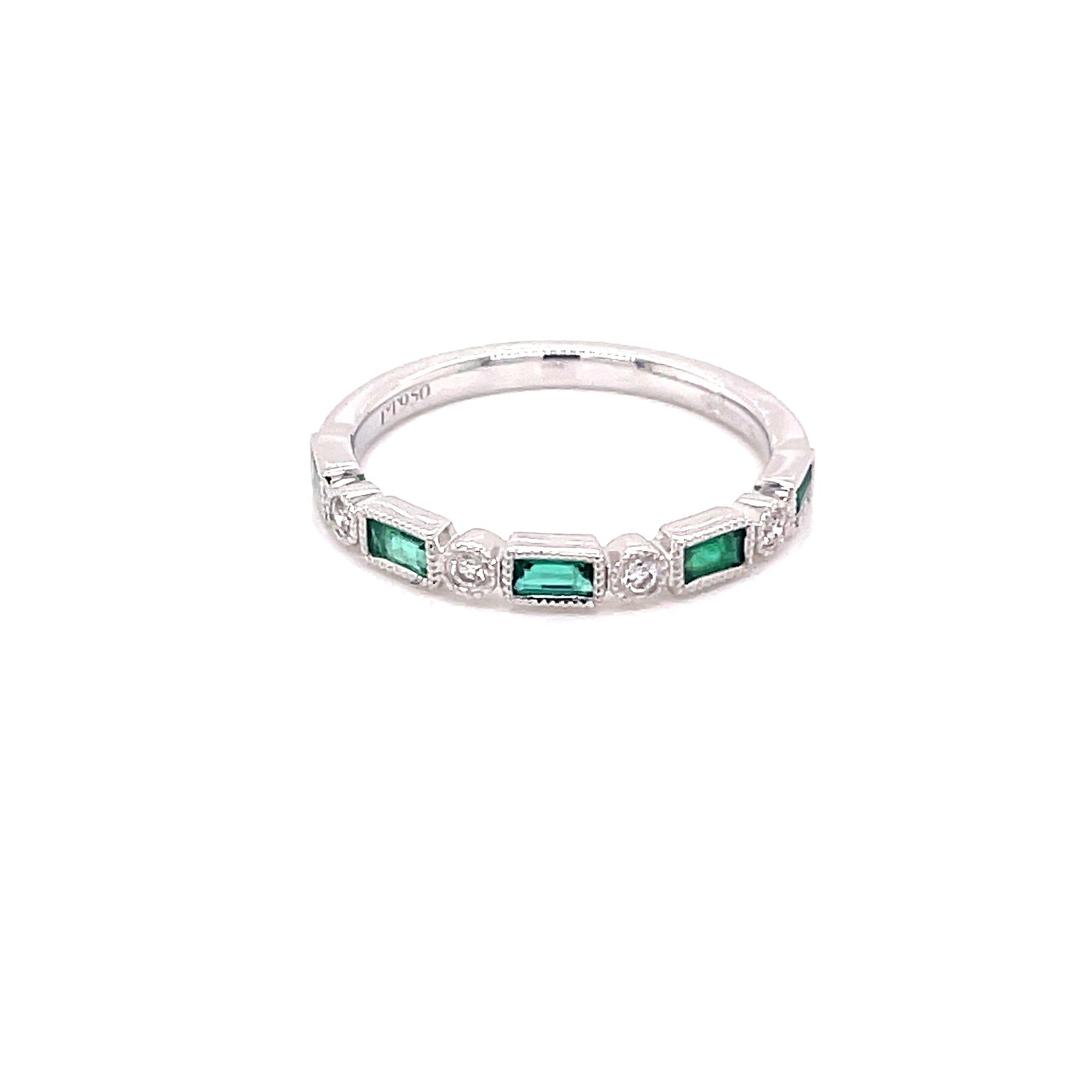 Emerald and Round Brilliant Cut Diamond Dress Ring Gardiner Brothers