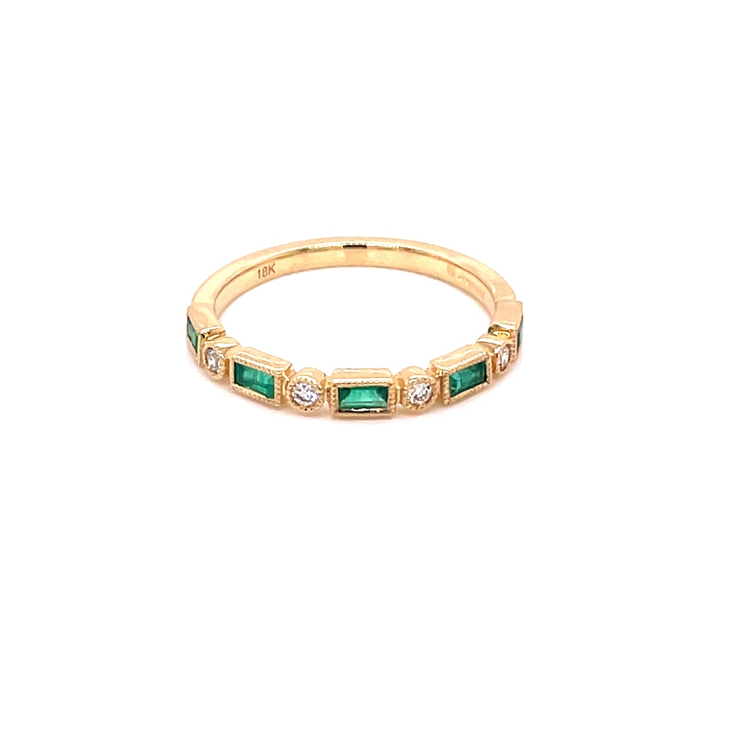 Emerald and Round Brilliant Cut Diamond Dress Ring Gardiner Brothers