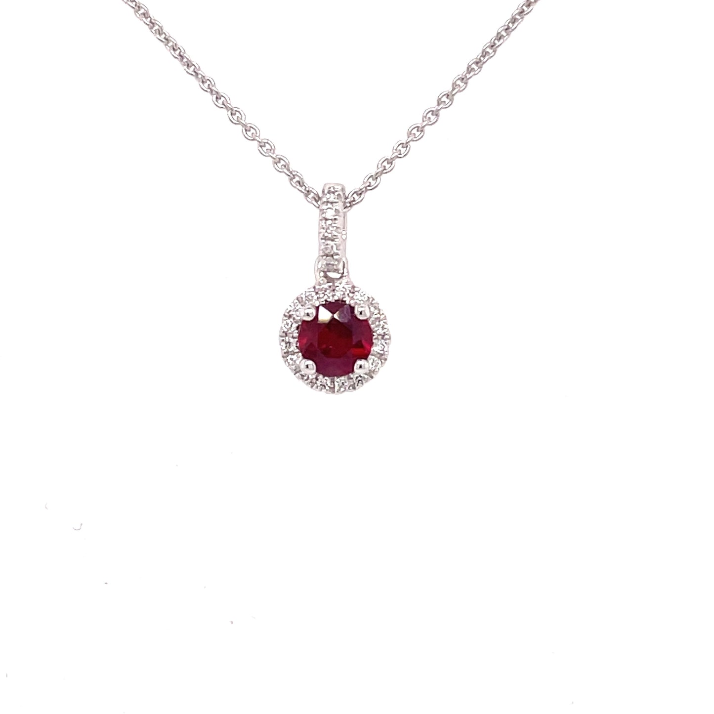 Ruby and Diamond Halo Style Pendant Gardiner Brothers