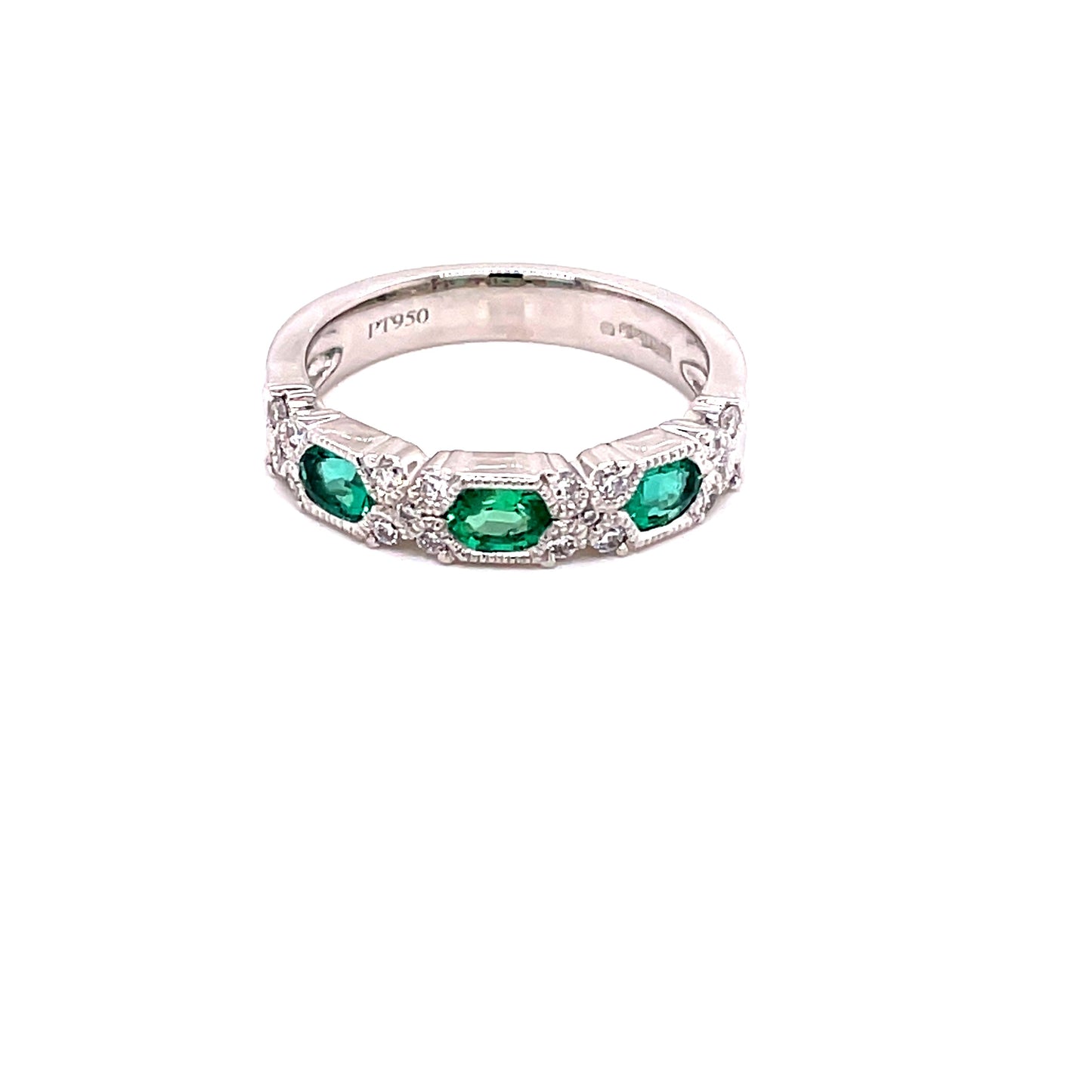 Emerald and Diamond Vintage Style Eternity Ring Gardiner Brothers