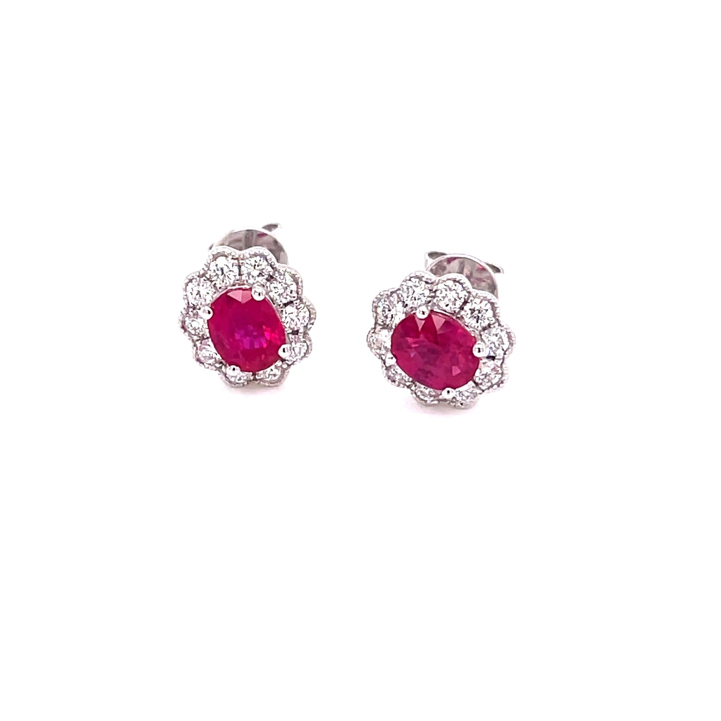 Ruby and Diamond Vintage Style Cluster Earrings Gardiner Brothers