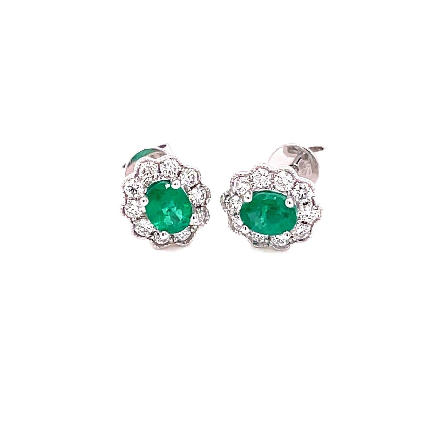 Emerald and Diamond Vintage Style Cluster Earrings Gardiner Brothers