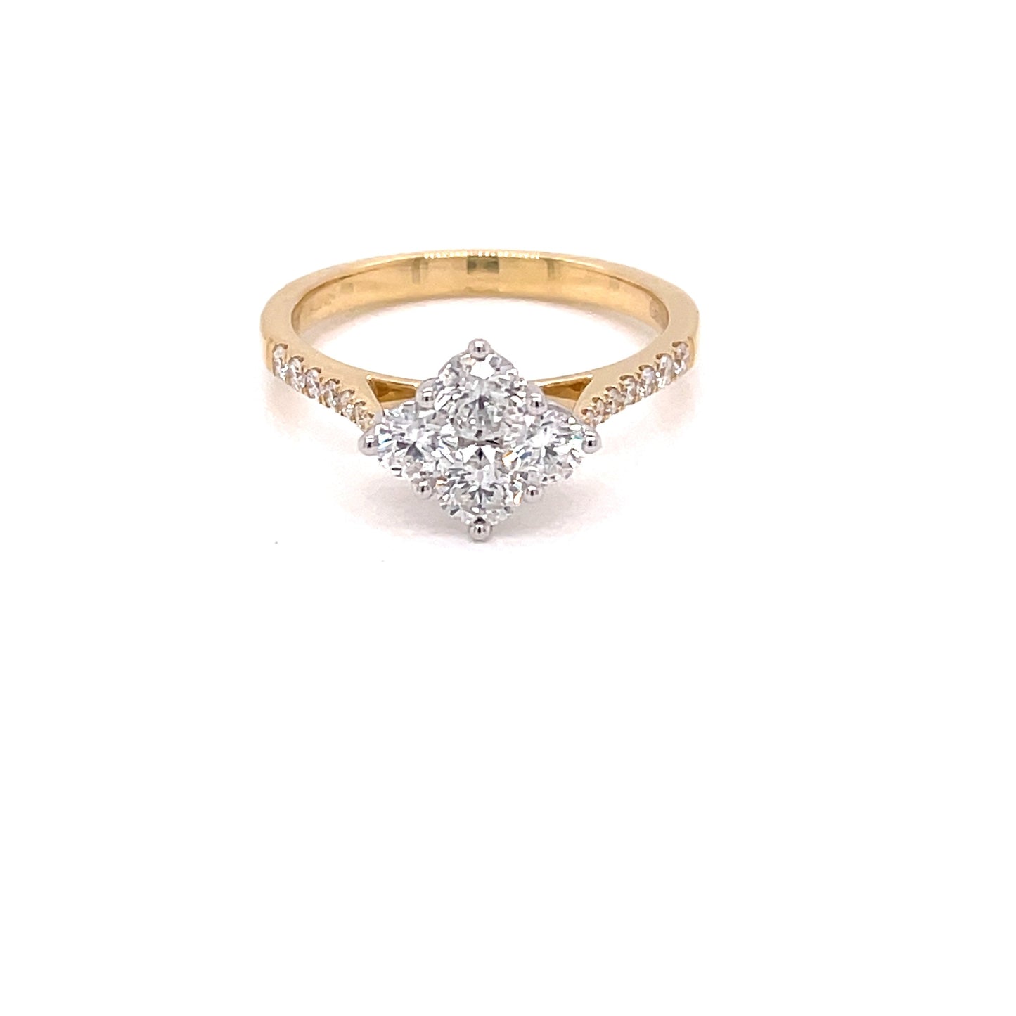 Round Brilliant Cut Diamond 4 Stone Cluster Style Ring - 0.91cts Gardiner Brothers