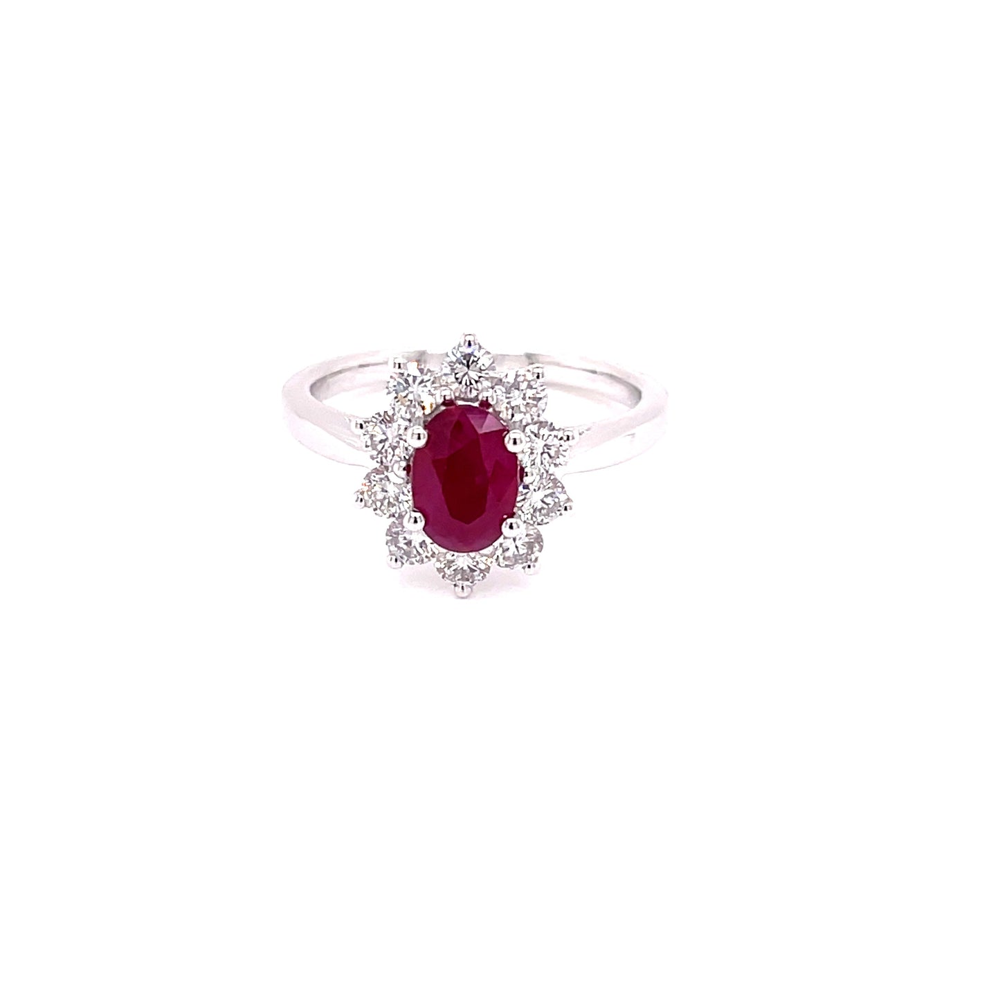 Ruby and Round Brilliant Cut Diamond Cluster Style Ring Gardiner Brothers