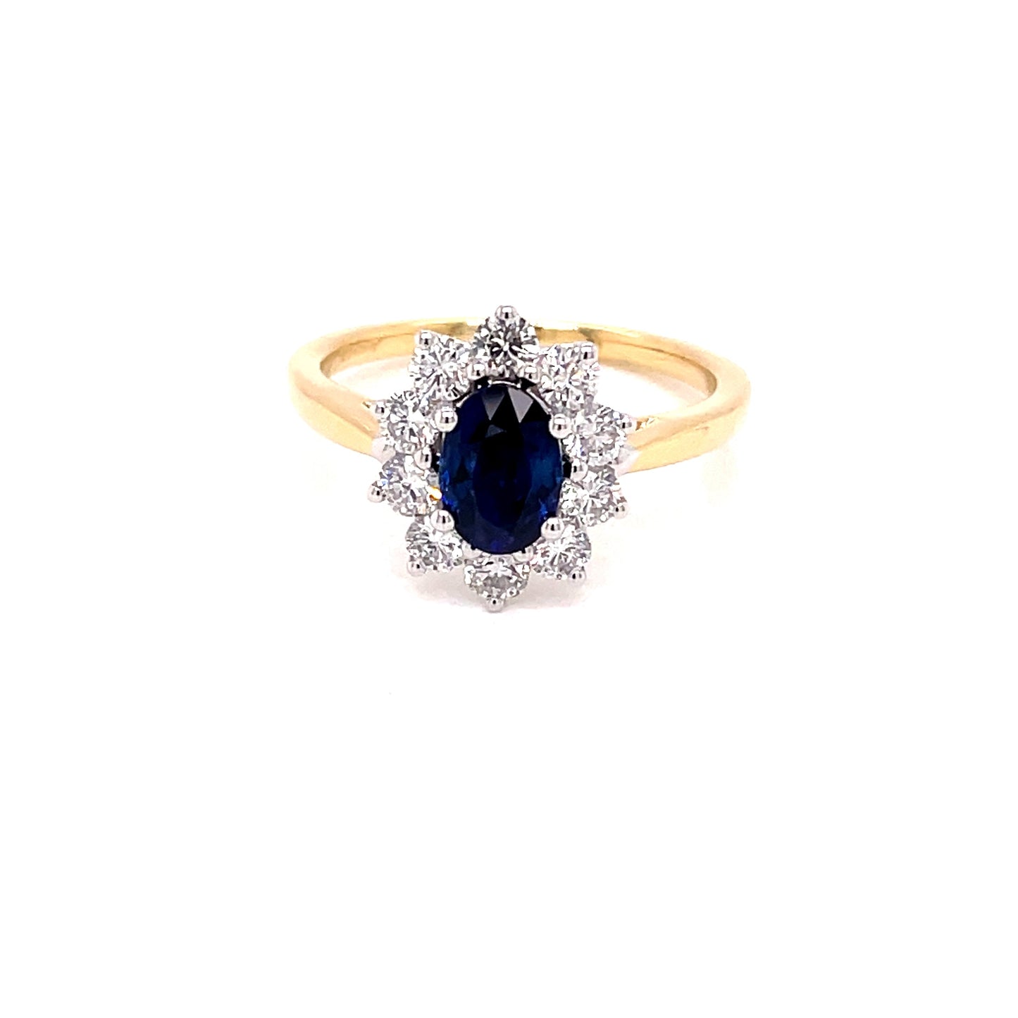 Sapphire and Round Brilliant Cut Diamond Cluster Style Ring Gardiner Brothers