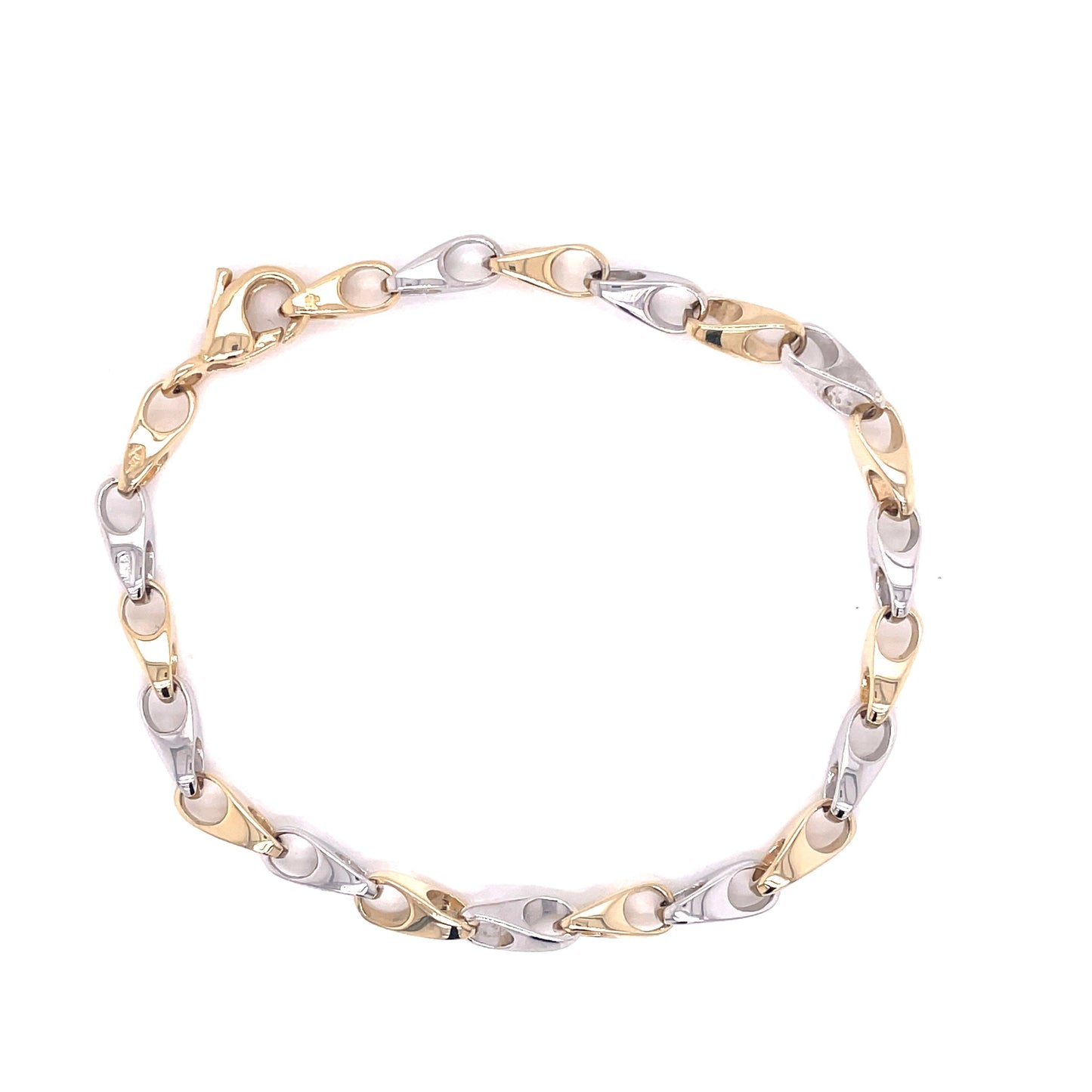 Yellow and White Gold Teardrop Link Bracelet Gardiner Brothers