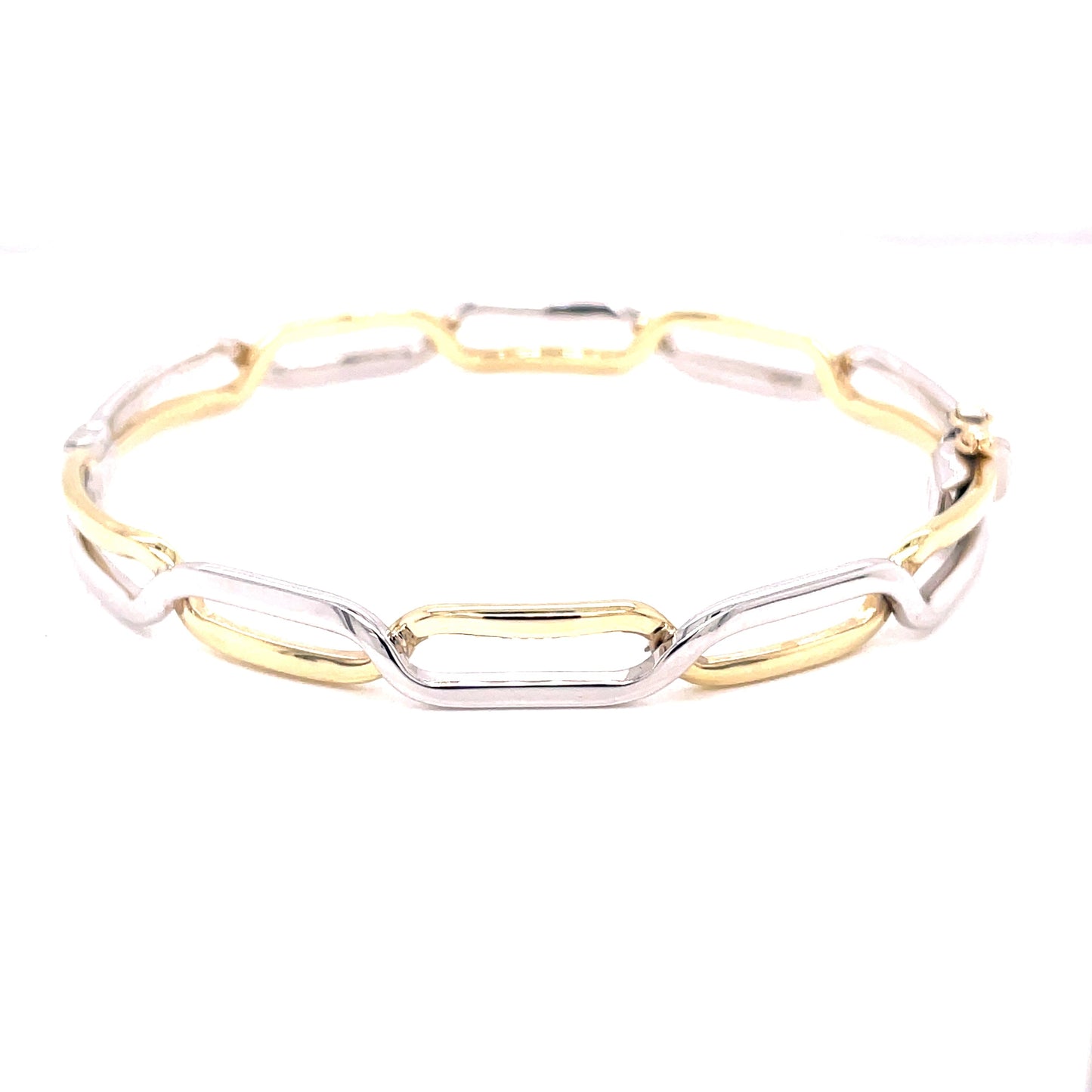 Yellow and White Gold Oblong Shaped Bangle Gardiner Brothers